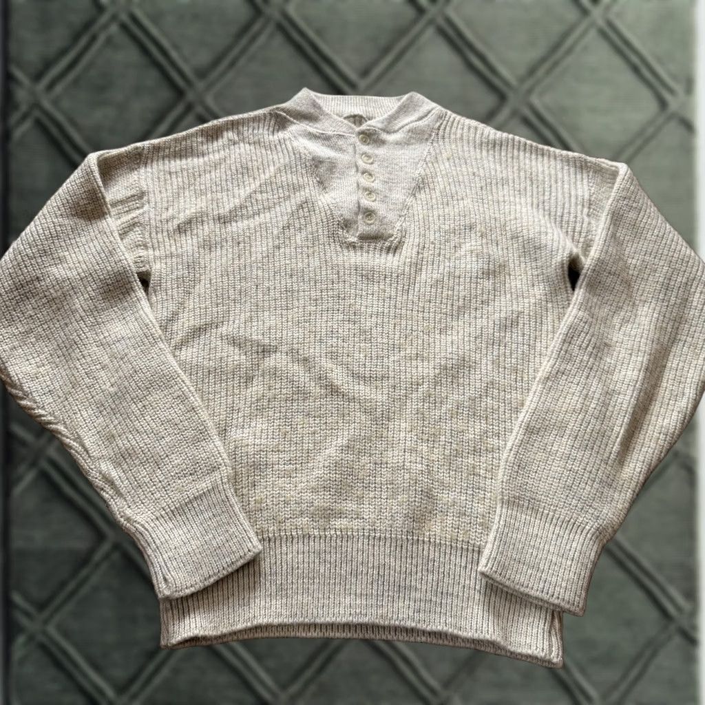 Vintage VTG LL Bean High Trek Yarn Knit Sweater FISHING Henley Neck Mens Hiking Pullover Crewneck Mock Neck Knitted Wool Blend Fall Winter Casual Travel Size US S / EU 44-46 / 1 - 1 Thumbnail