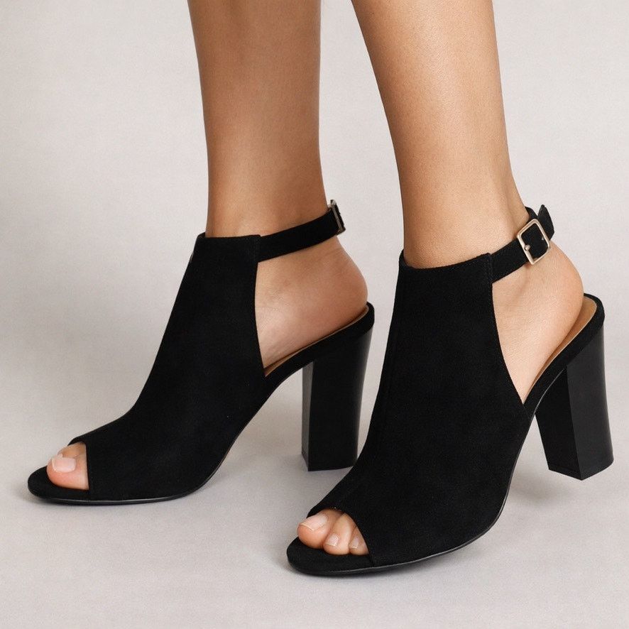 Lulus Lulus Budding Romance Black Peep Toe Slingback Heels 8.5 Size US 8.5 / IT 38.5 - 1 Thumbnail