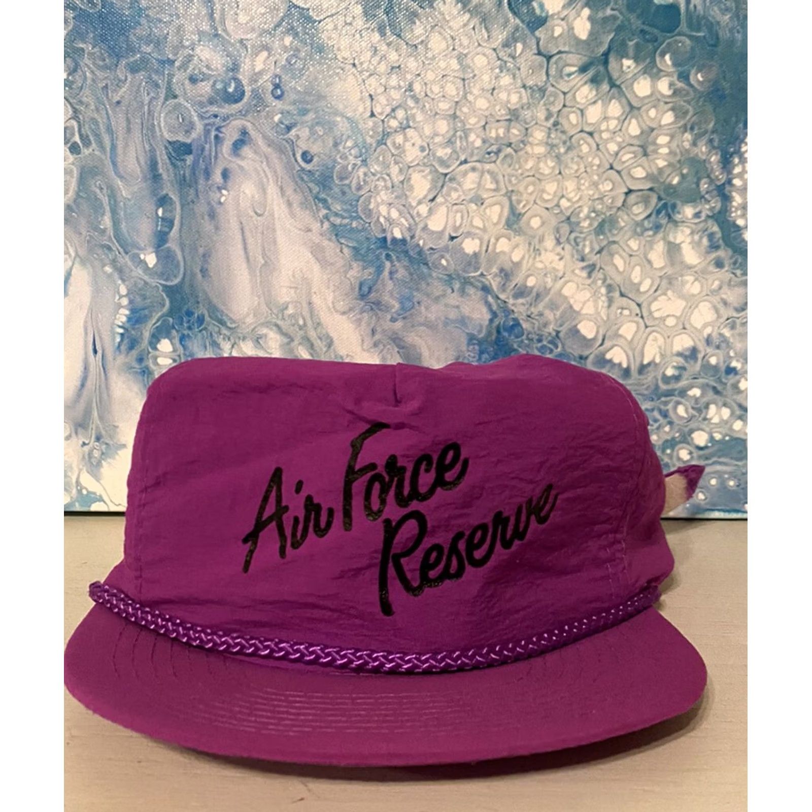 Vintage VINTAGE USAF Air Force Reserve Quick Dry Nylon Adjustable Hat Cap Purple 80s Trucker Hat Mens Adjustable Cap Size ONE SIZE - 2 Thumbnail