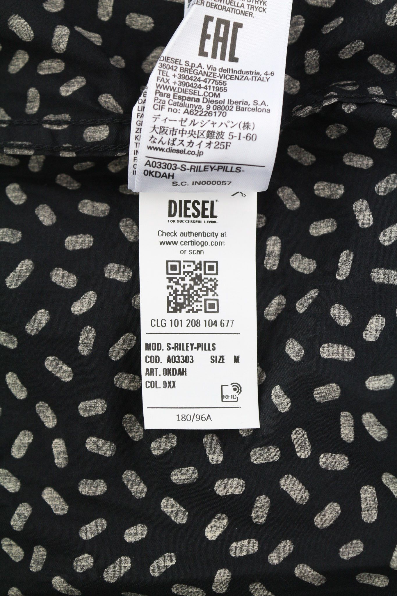 Diesel S-RILEY-PILLS M Patterned Spread Neck 40518 Size US M / EU 48-50 / 2 - 10 Thumbnail