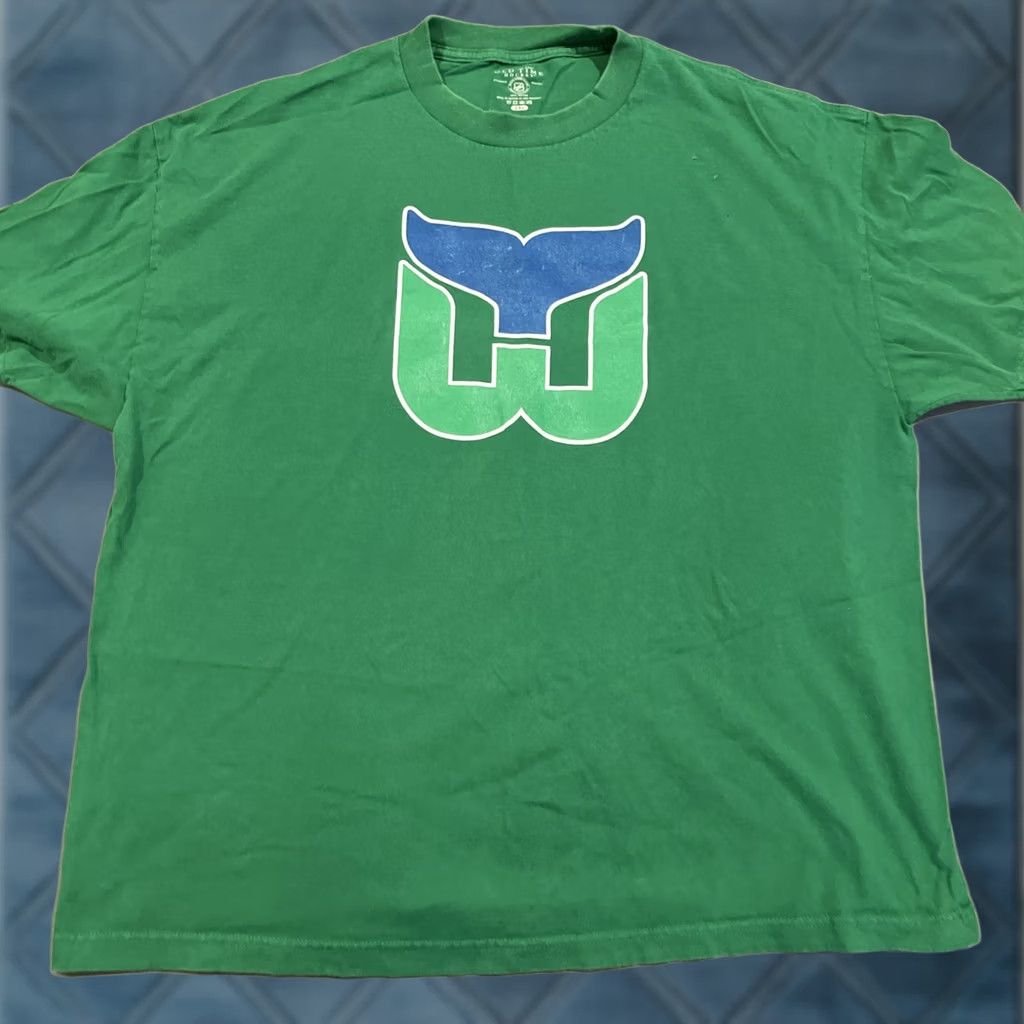 Vintage OLD TIME HOCKEY Hartford Whalers Logo T Shirt Men 2XL Green Short Sleeve Shirt Logo Mens XXL Size US XXL / EU 58 / 5 - 1 Thumbnail
