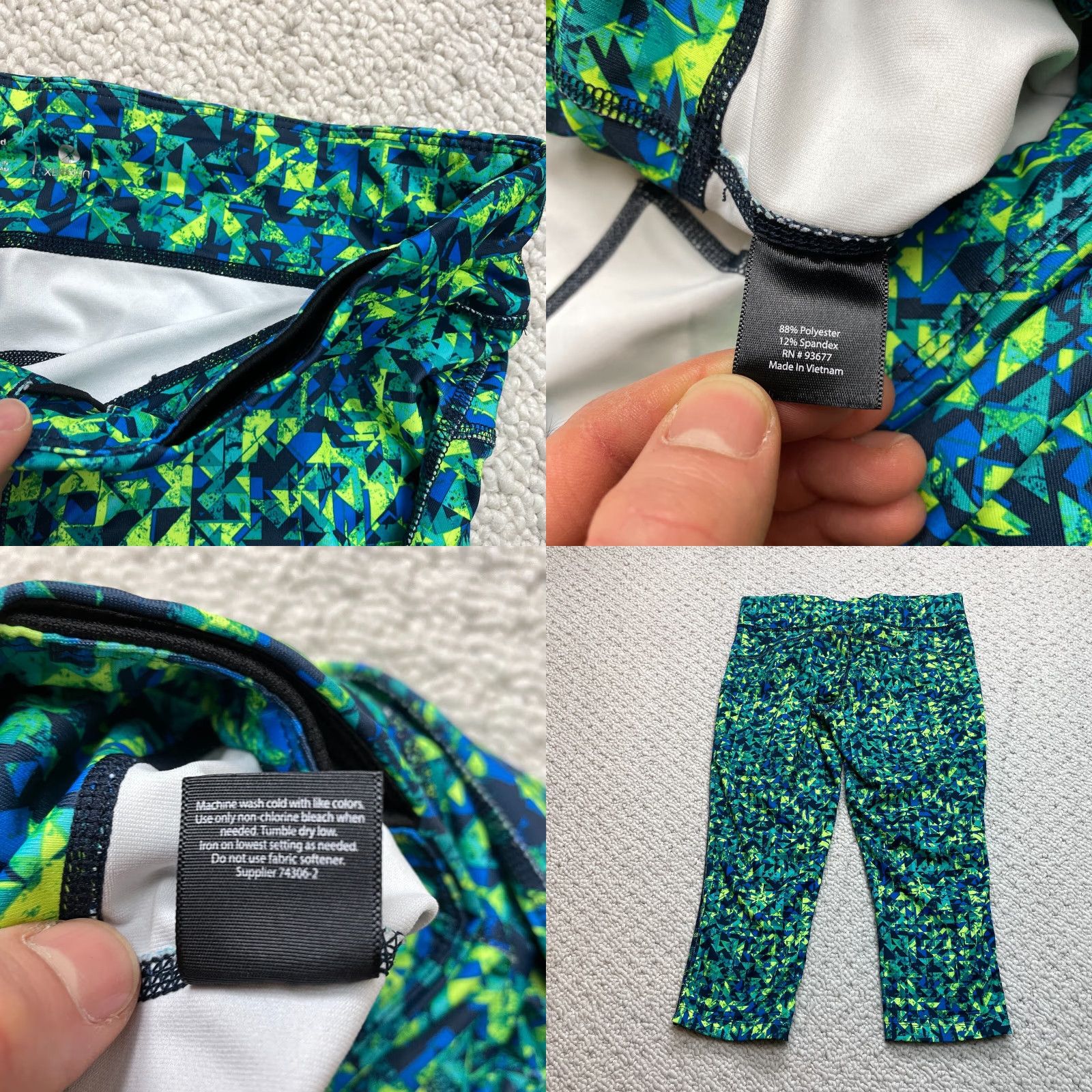 Vintage Xersion Legging Yoga Pants Womens M Medium Fitted Green Blue Stretch Active 30x20 Geometric Pattern Legging Size 32" / US 10 / IT 46 - 8 Thumbnail