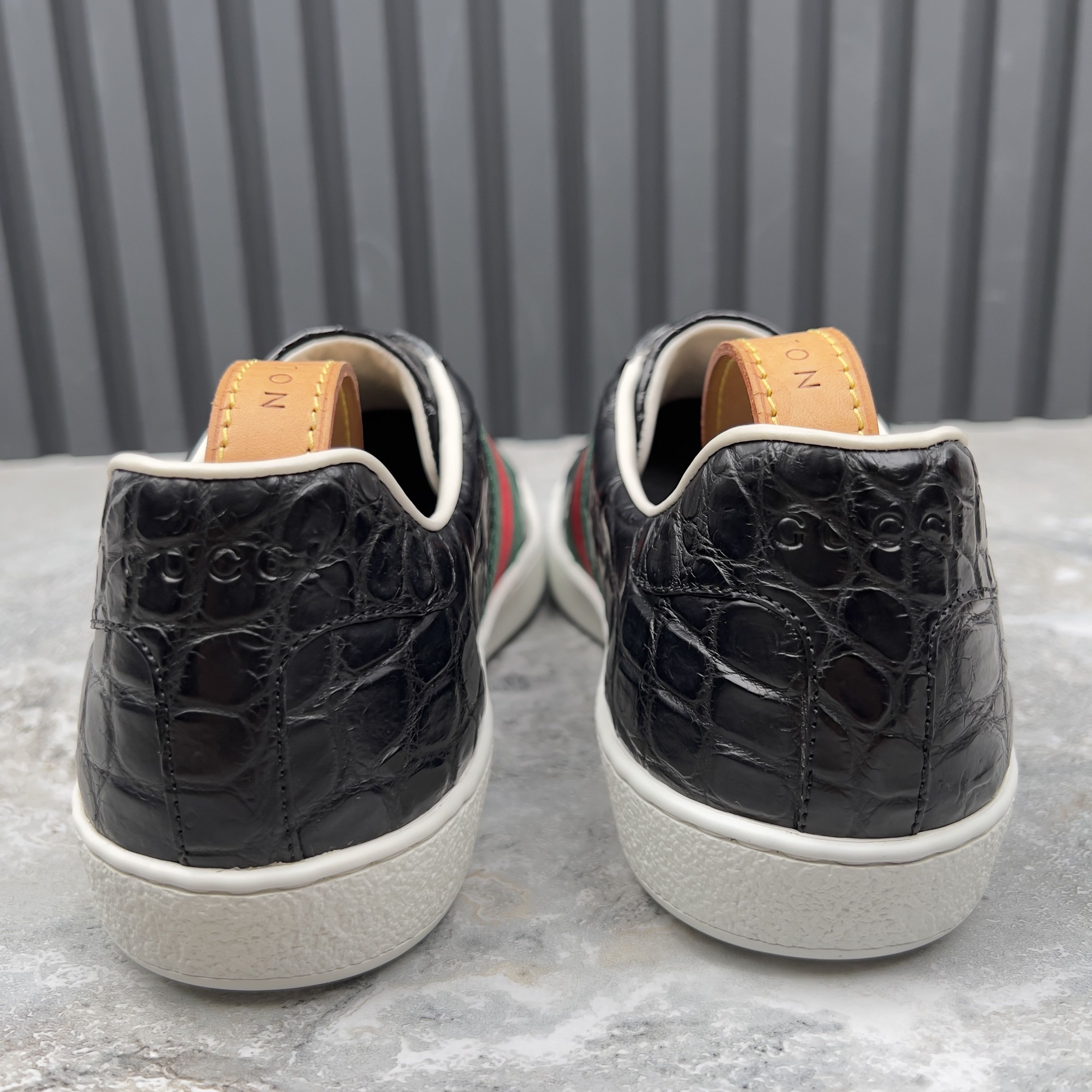 Gucci Ace Sneakers Web Genuine Crocodile Leather Size US 8 / EU 41 - 9 Thumbnail