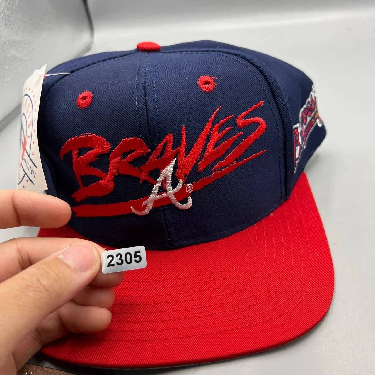 Signatures × Vintage Atlanta Braves Hat Men Blue Red Signatures MLB Snap Back Cap Size ONE SIZE - 9 Thumbnail