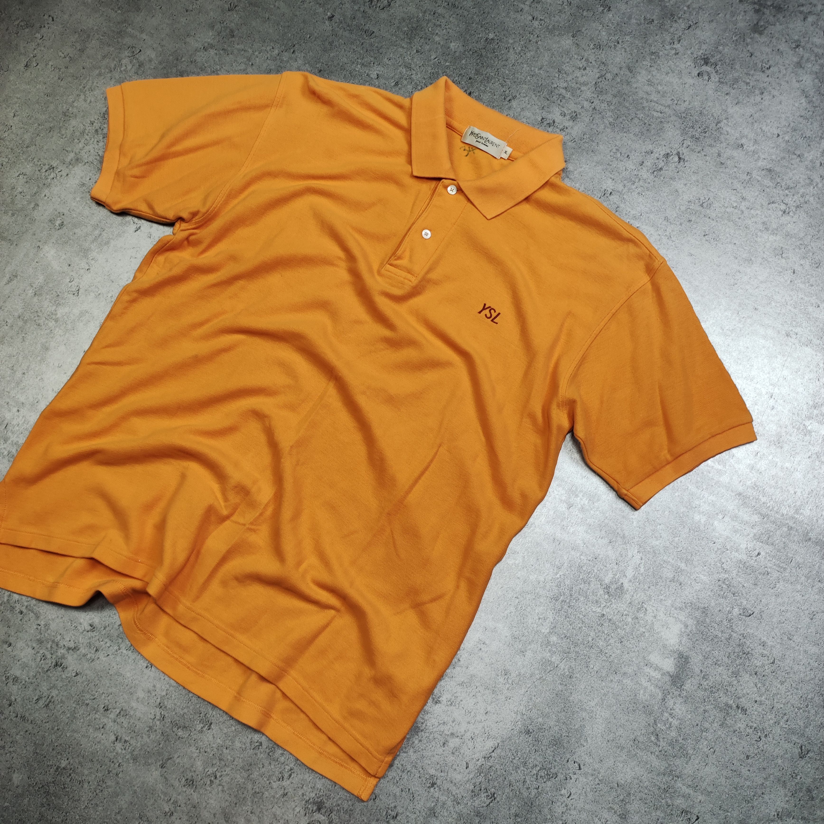 Vintage × Yves Saint Laurent RARE vintage YSL Yves Saint Lauren Pour Homme Orange Polo Size US XL / EU 56 / 4 - 2 Thumbnail