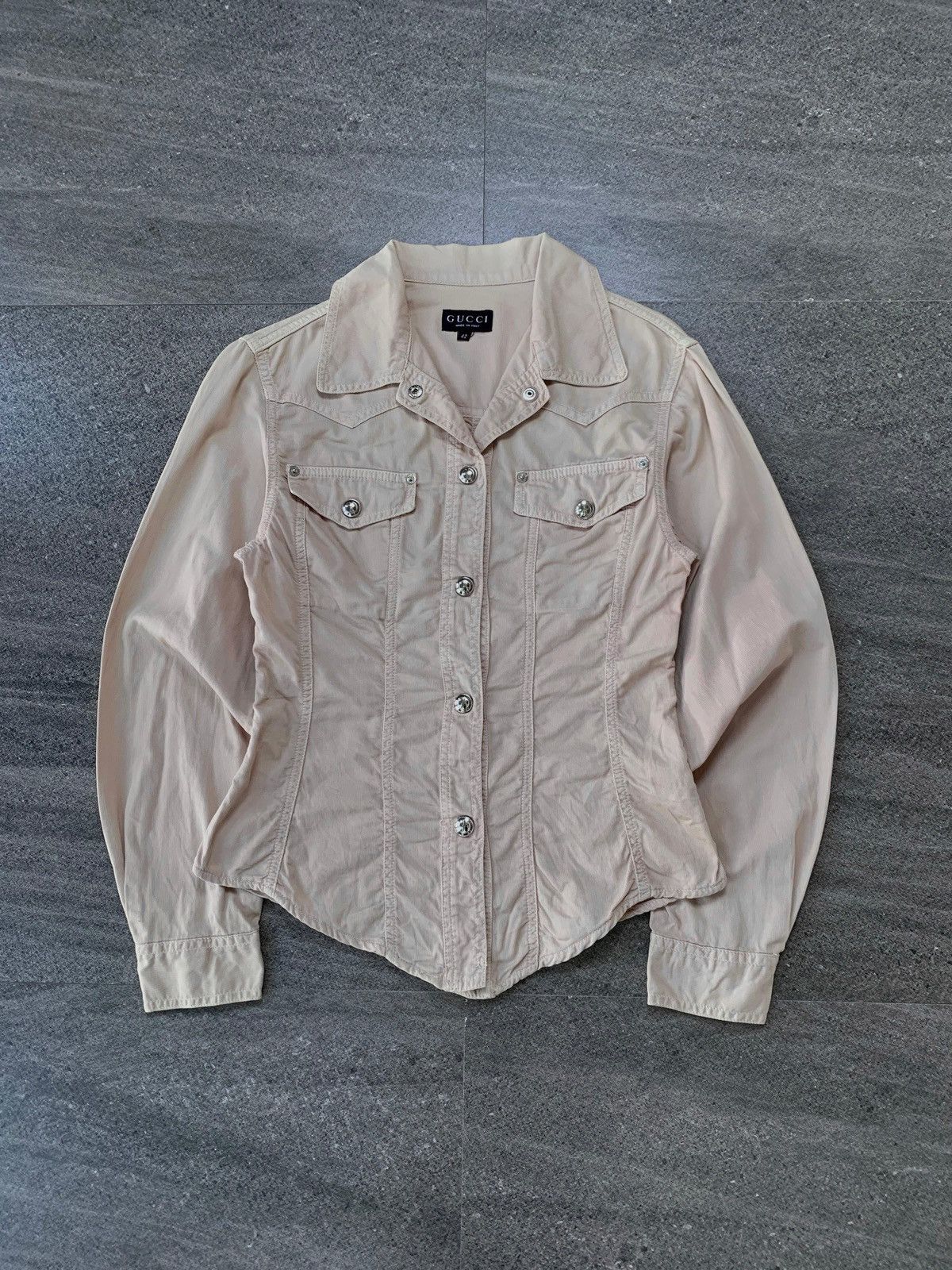 Gucci 2000s Corduroy Corset Slim Shirt by Tom Ford Size S / US 4 / IT 40 - 1 Thumbnail