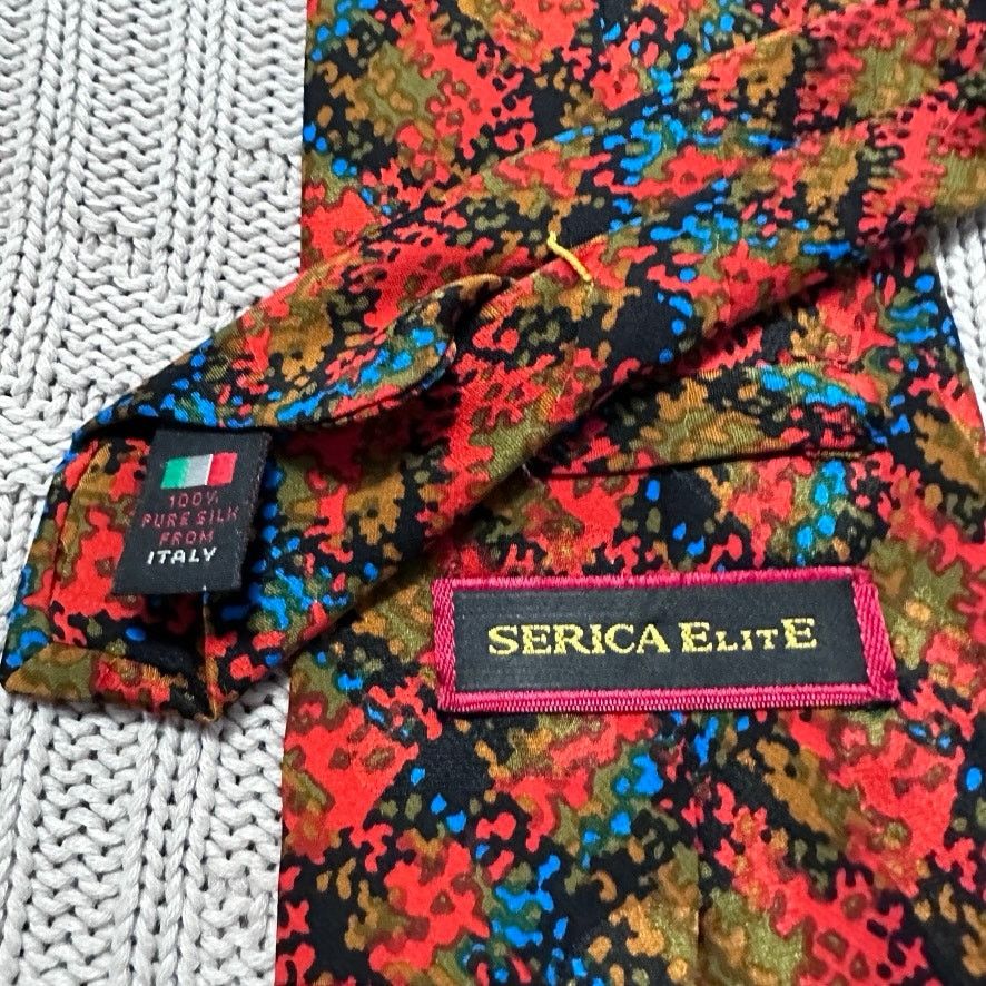 Vintage Vintage Serica Elite red abstract Italian silk tie Size ONE SIZE - 3 Thumbnail