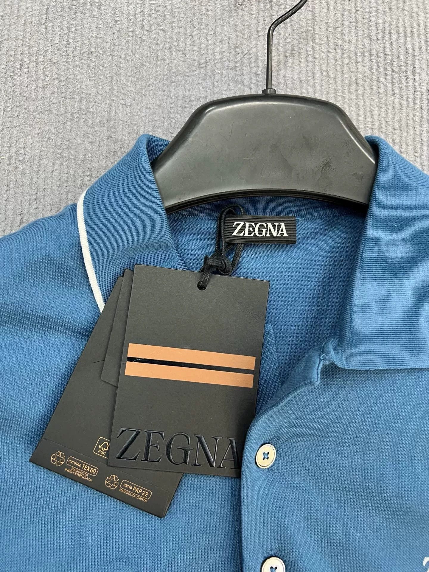 Ermenegildo Zegna Zegna Men's Blue Short-Sleeve Polo Size US S / EU 44-46 / 1 - 3 Thumbnail