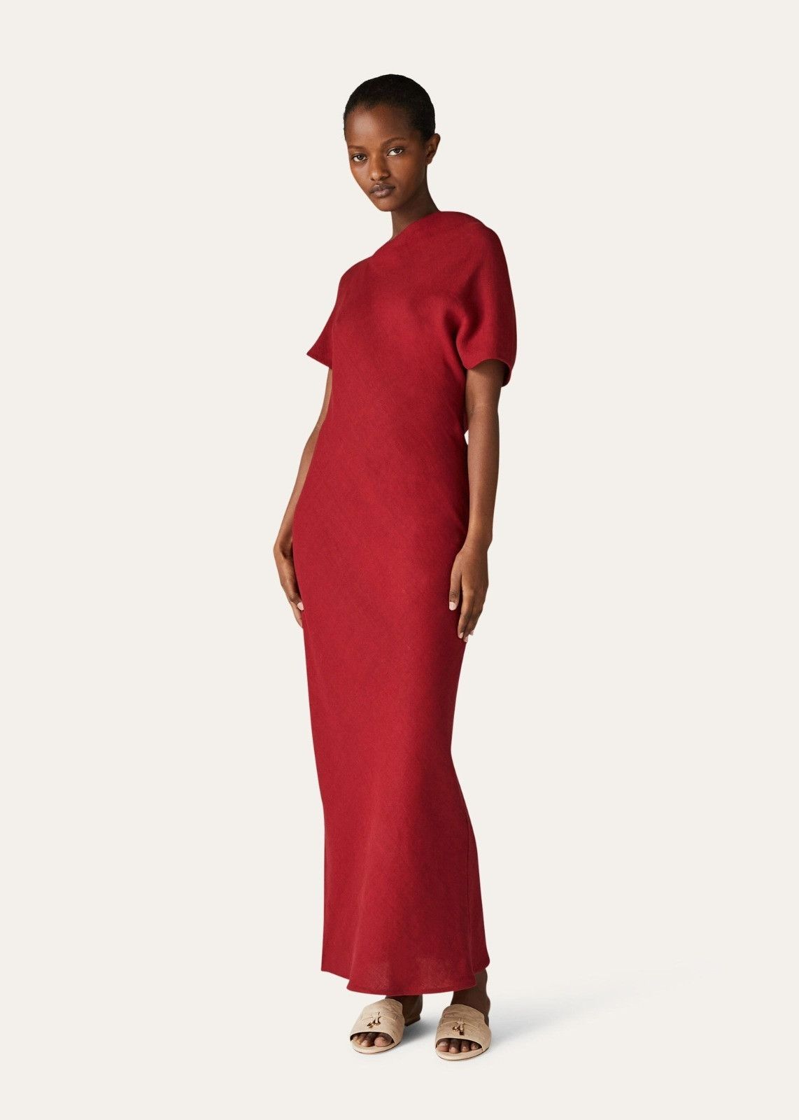 Loro Piana o1srvl11e0824 Aina Summer Linen Crepe Maxi Dress in Red Size M / US 6-8 / IT 42-44 - 4 Thumbnail