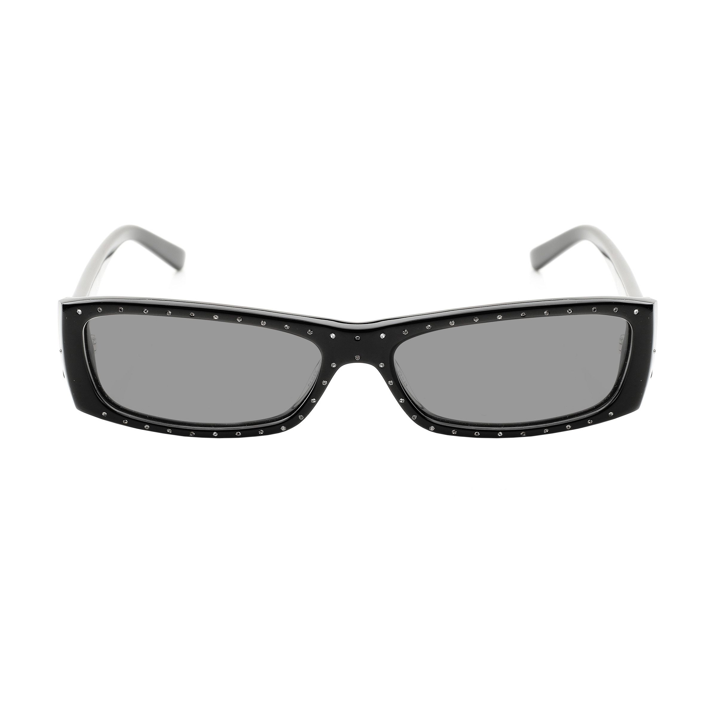 Valentino '00s Black Crystals Plastic Flat Sunglasses