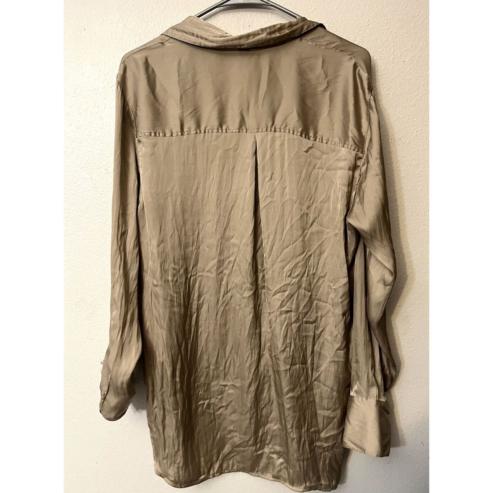 Old Navy Old Navy Button-Up Shirt Womens Medium Tall Brown Collared Long Sleeve Polyester Lyocell Size M / US 6-8 / IT 42-44 - 3 Thumbnail