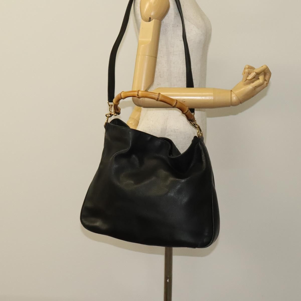 Gucci GUCCI Bamboo Hand Bag Leather Black Gold 001 1781 001 1781 Size ONE SIZE - 21 Thumbnail