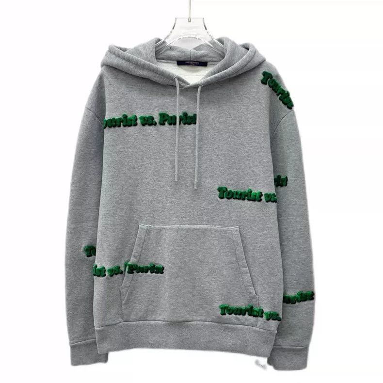 Louis Vuitton Louis Vuitton Grey letter-flocked cotton hooded drawstring Size US M / EU 48-50 / 2 - 1 Thumbnail