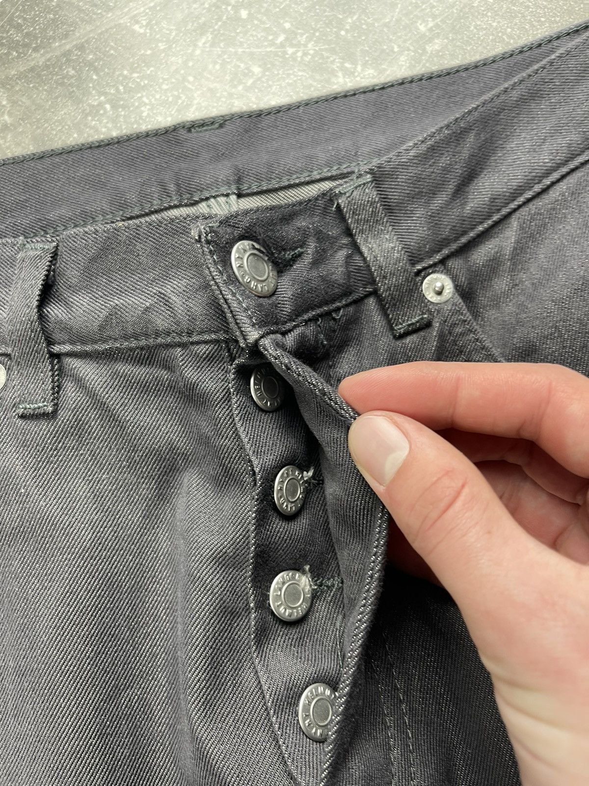Helmut Lang Helmut Lang Archives 00s Gray Raw Silk Denim Straight Jeans Size US 28 / EU 44 - 9 Thumbnail