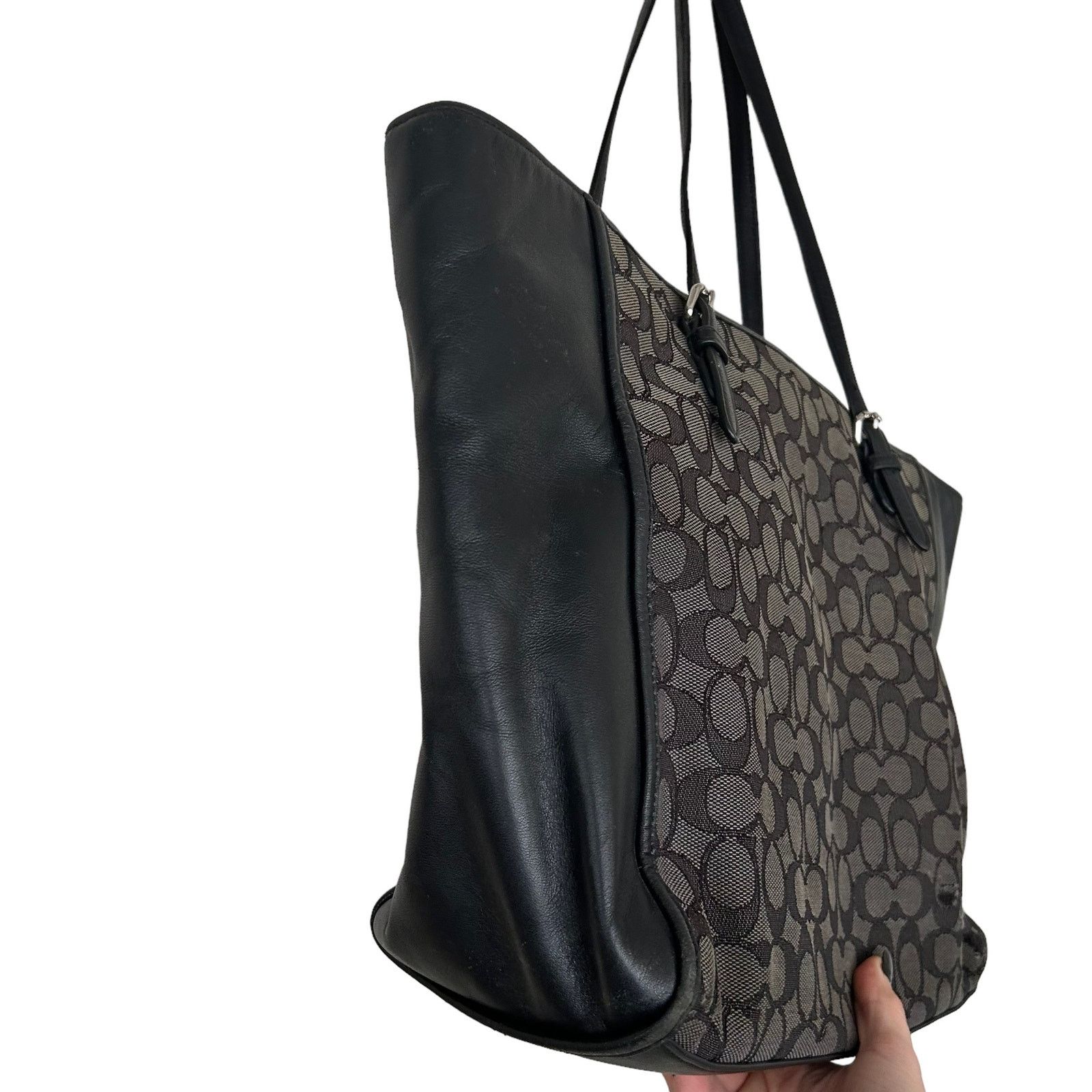 Coach Coach Turnlock Signature Jacquard Monogram Black Gray Tote Size ONE SIZE - 7 Thumbnail