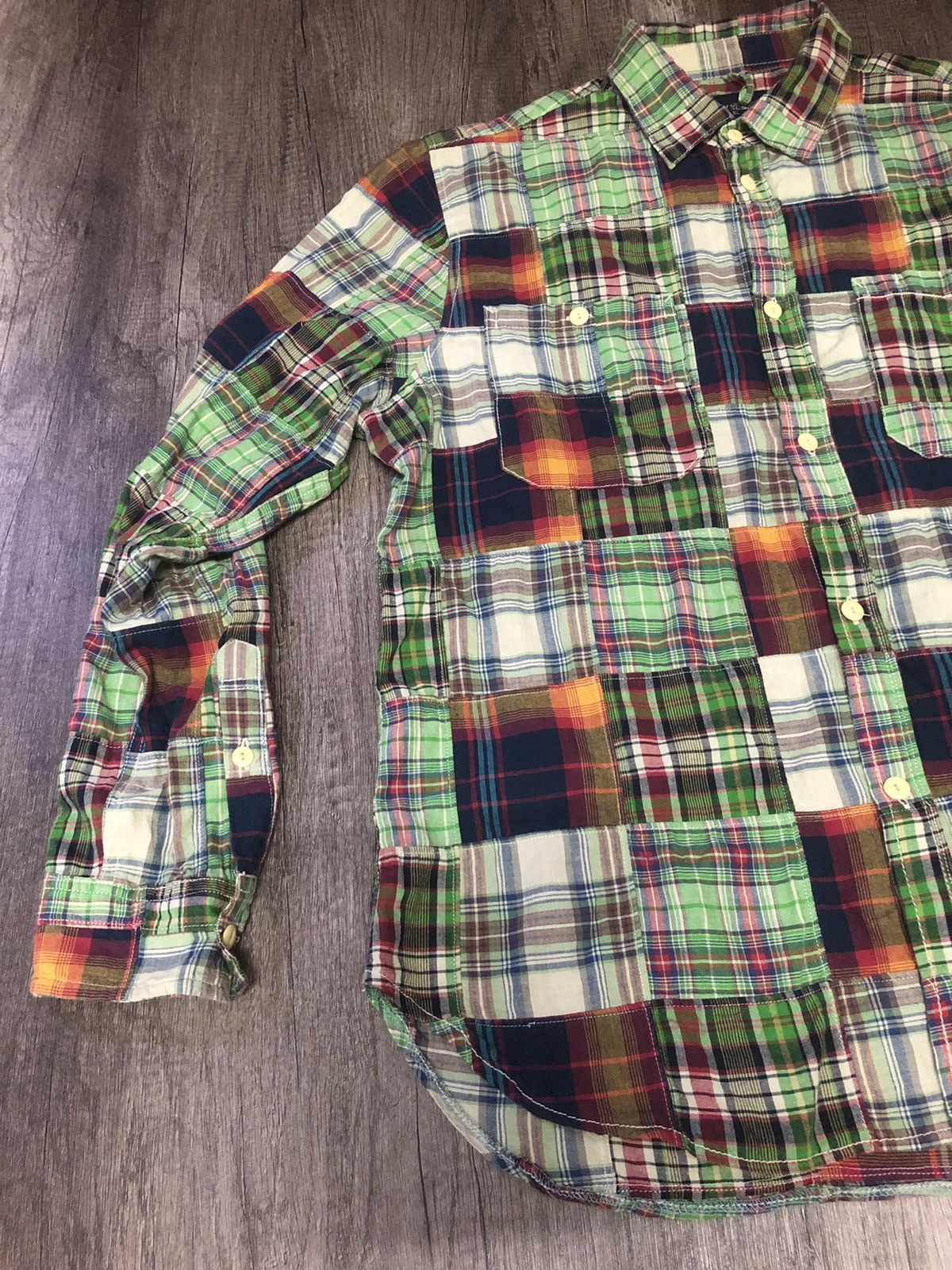 Flannel × Vintage VINTAGE BACK NUMBER PATCHWORK FLANNEL LONG SLEEVE SHIRT Size US XL / EU 56 / 4 - 16 Thumbnail
