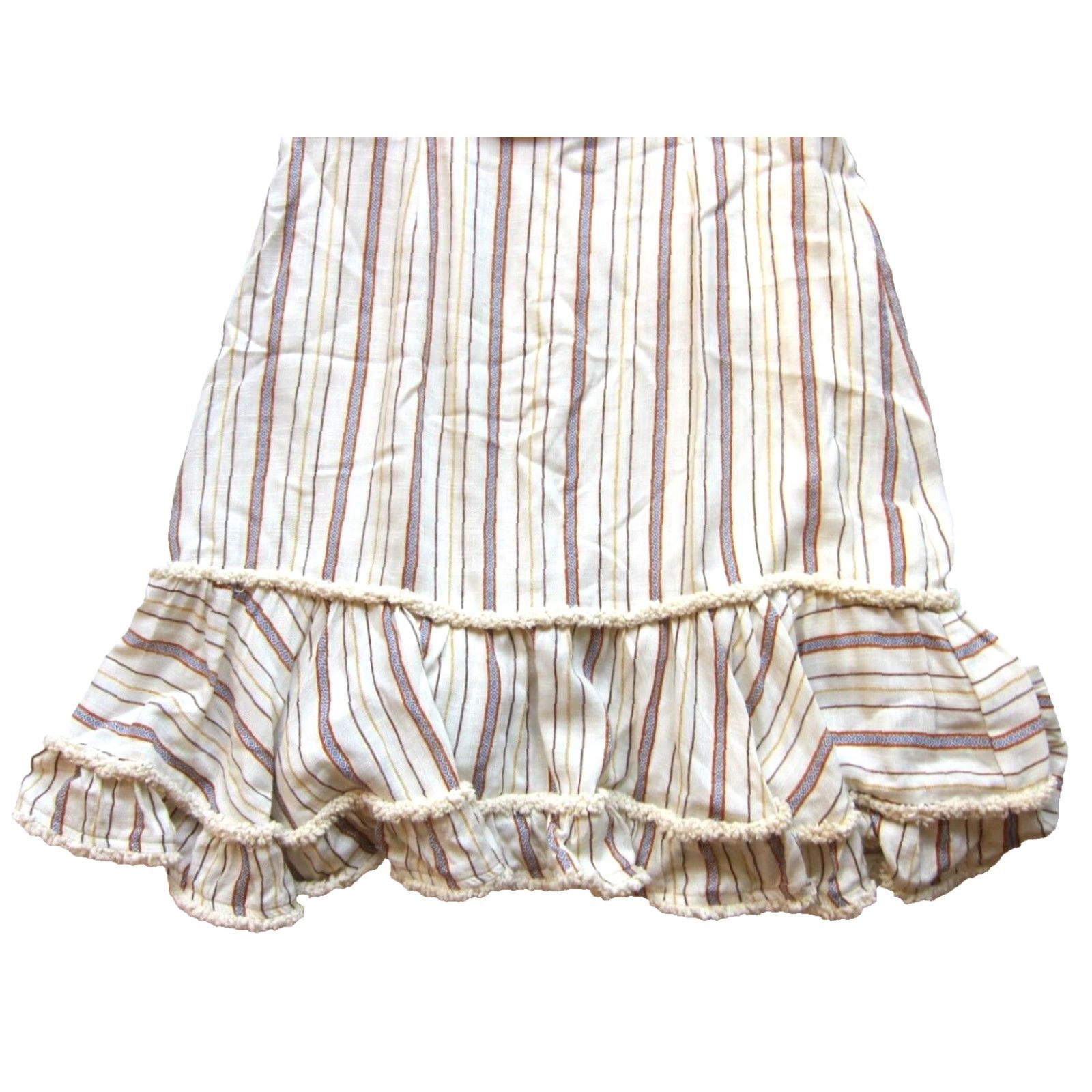 Vintage Illa Illa 100% Rayon Ivory Orange Blue Stripe Tiered Tank Sheath Dress Small Size S / US 4 / IT 40 - 4 Thumbnail