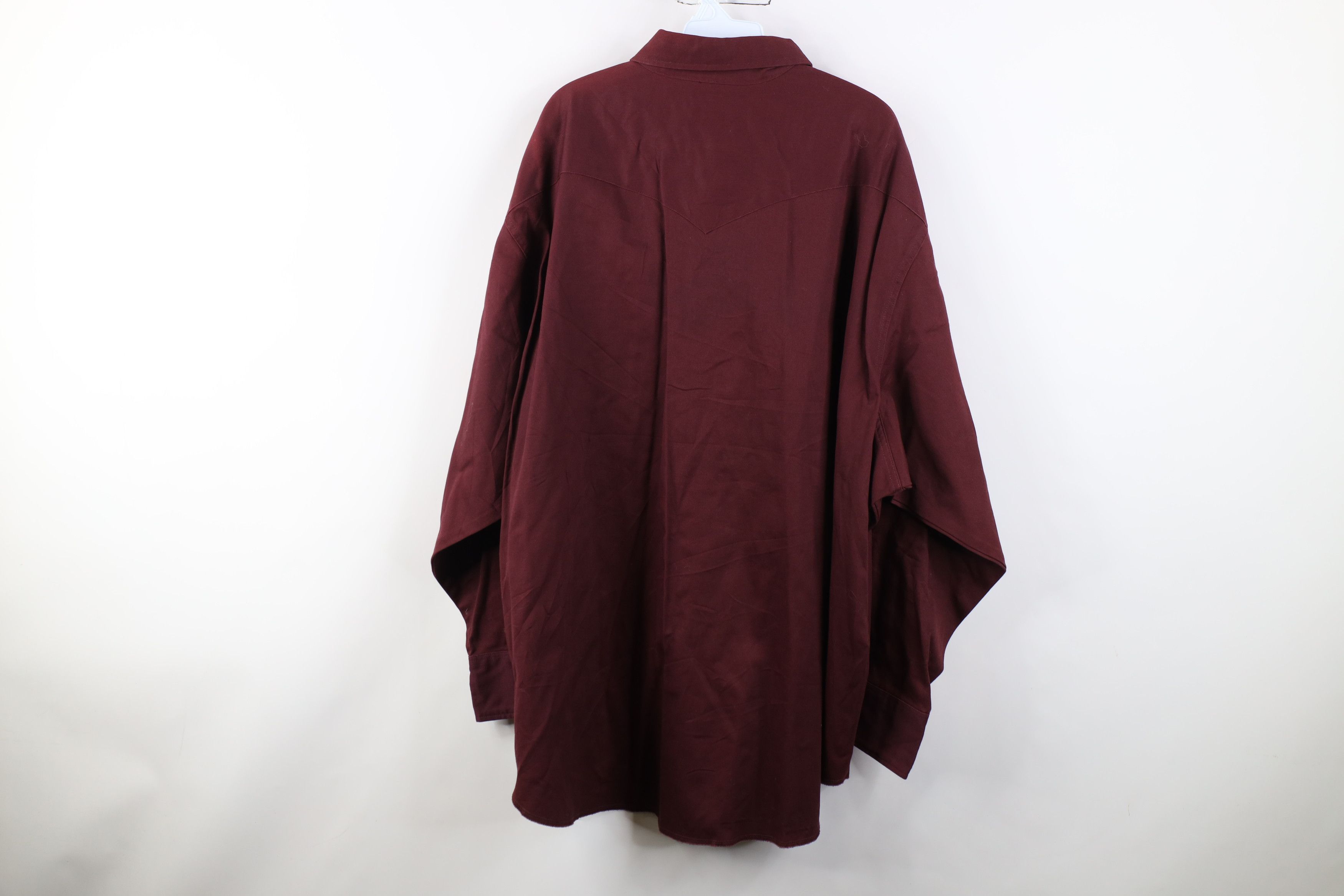 Wrangler Vintage 90s Wrangler Cowboy Snap Button Shirt Burgundy Size US XL / EU 56 / 4 - 12 Thumbnail