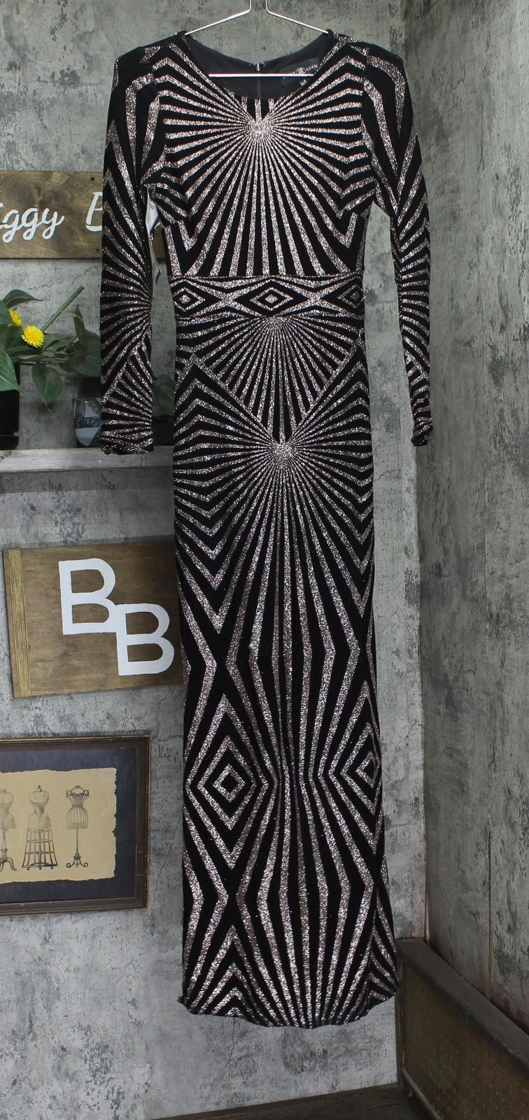 betsy and adam black and gold dress Betsy & Adam Women's Sequin Mermaid Gown - Black