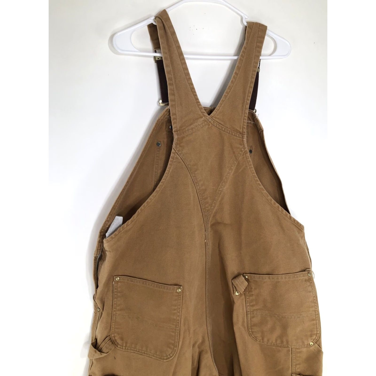 Carhartt CARHARTT Heavy Duty CANVAS Mens Carpenter Overalls 46x28 Brown Size 46 Inseam 28 Bib Double Knee Work Pants Mens Vintage B13 Size US 30 / EU 46 - 6 Thumbnail