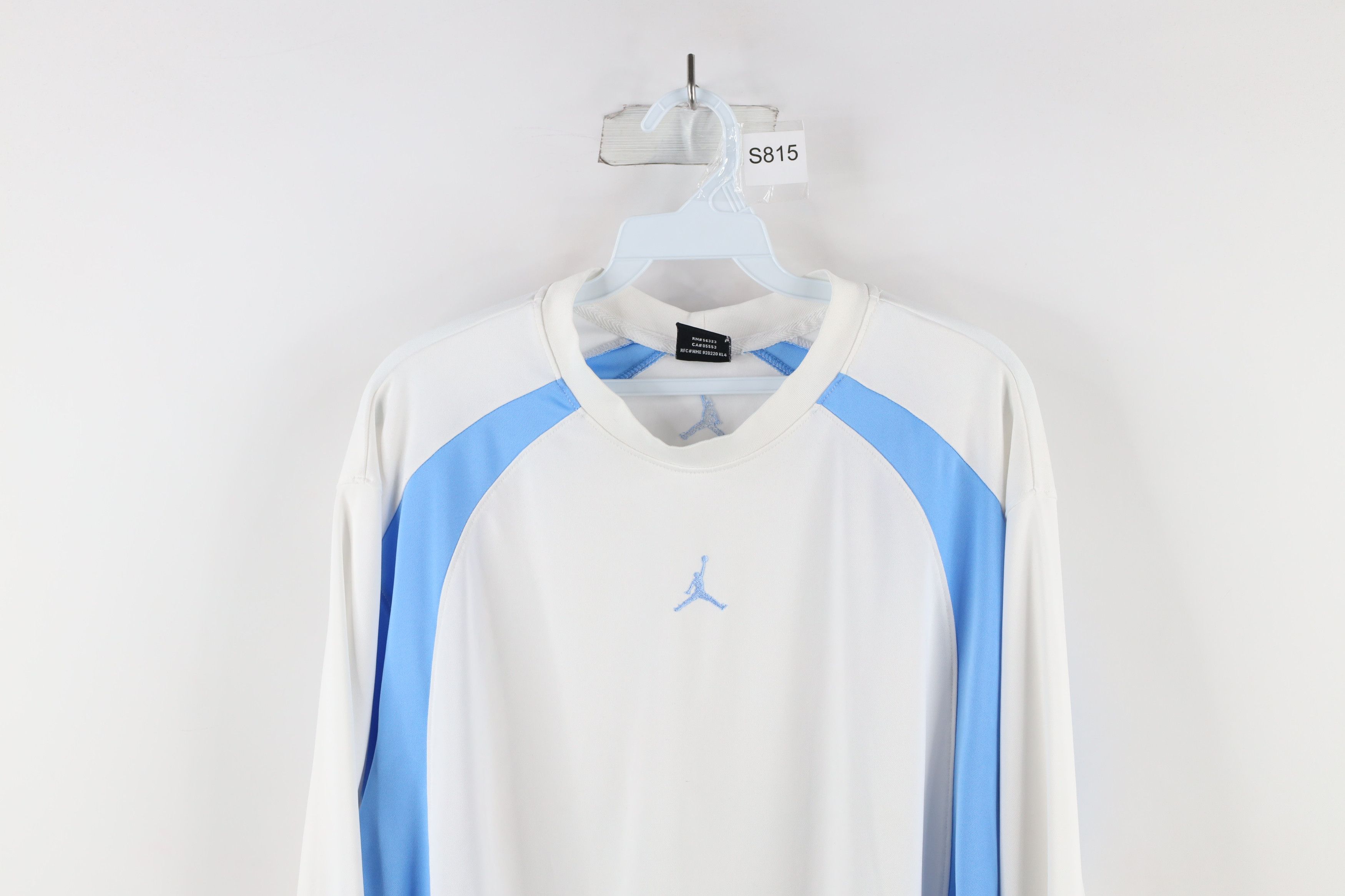 Nike × Vintage Vintage Nike Air Jordan Knit Long Sleeve T-Shirt White Blue Size US XL / EU 56 / 4 - 2 Thumbnail