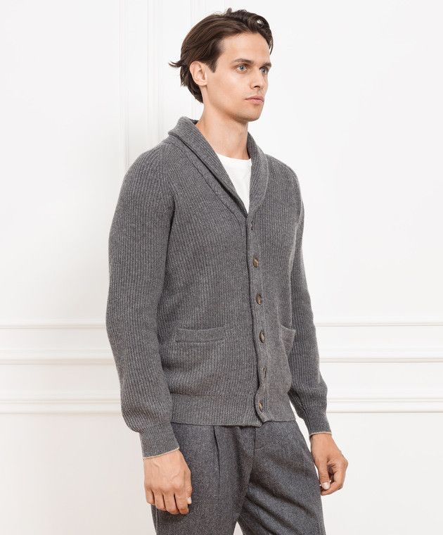 Brunello Cucinelli o1w1db10924 Cardigan in Dark Grey Size US XXL / EU 58 / 5 - 2 Thumbnail