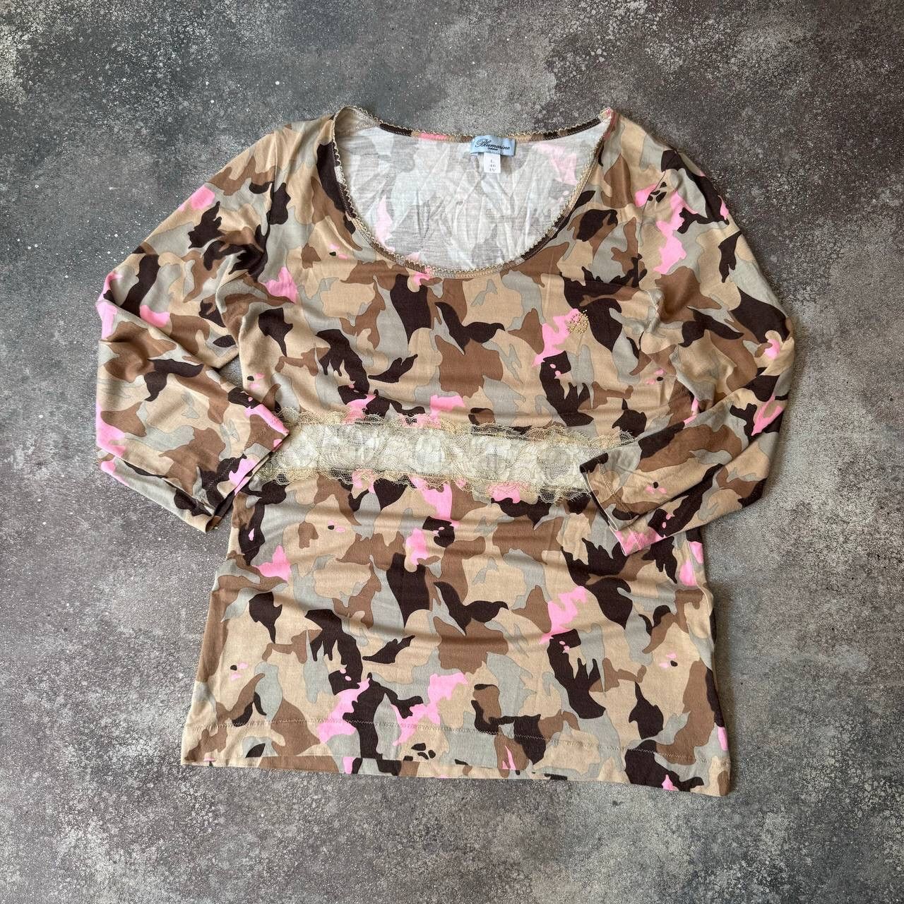 Blumarine × Vintage Blumarine Vintage 3/4 Sleeve Camo Blouse Size L / US 10 / IT 46 - 1 Thumbnail