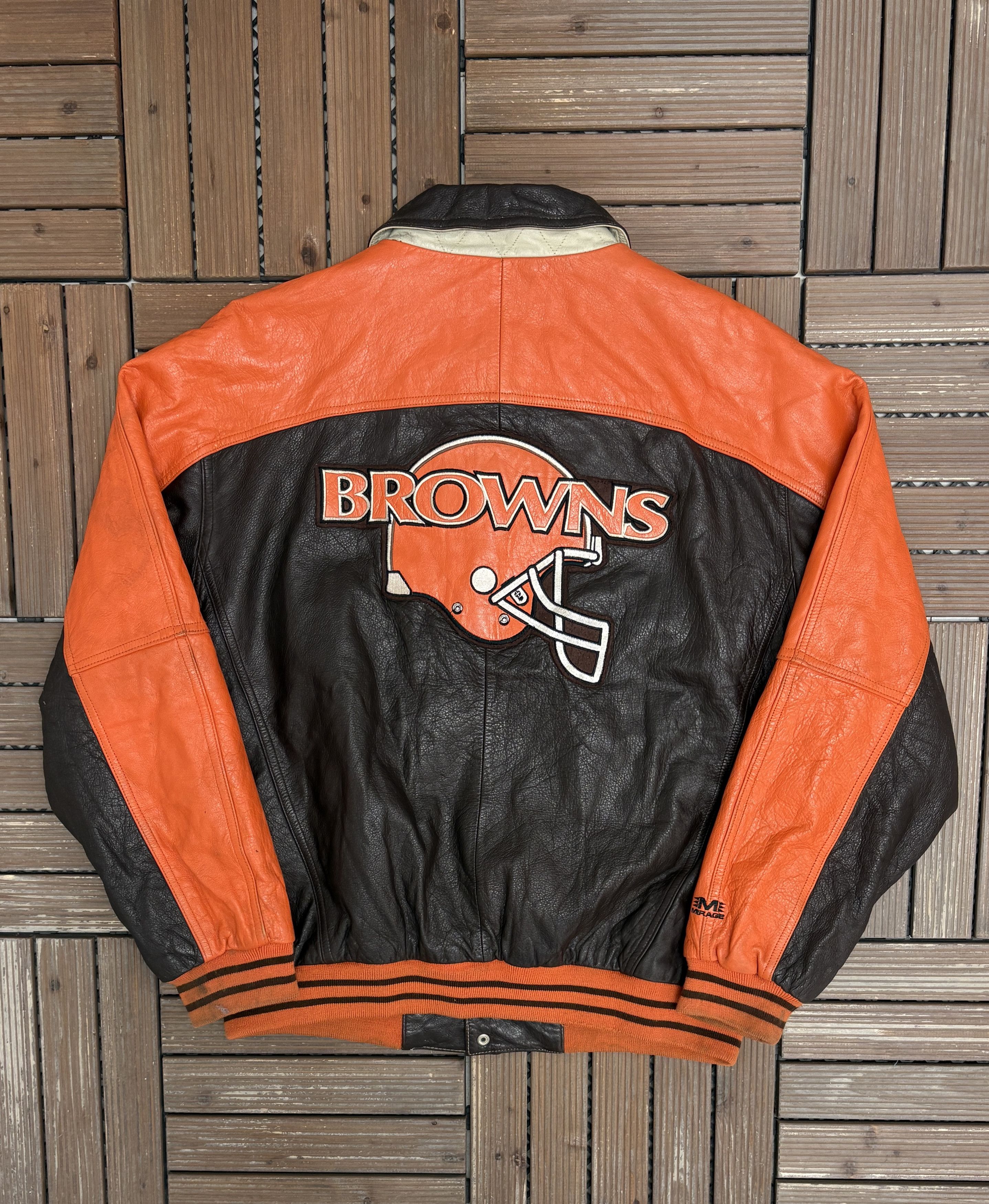 Vintage Cleveland Browns Stitched Vintage Brown Leather Jacket Size US XL / EU 56 / 4 - 4 Thumbnail