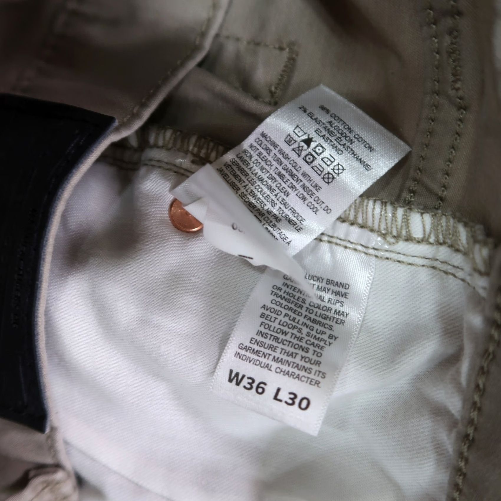 Lucky Brand Lucky Brand 223 Straight Leg Chino Pants Men 36x30 Beige Stretch Regular 5-Pocket Denim/Khaki Style Jeans Size US 36 / EU 52 - 5 Thumbnail
