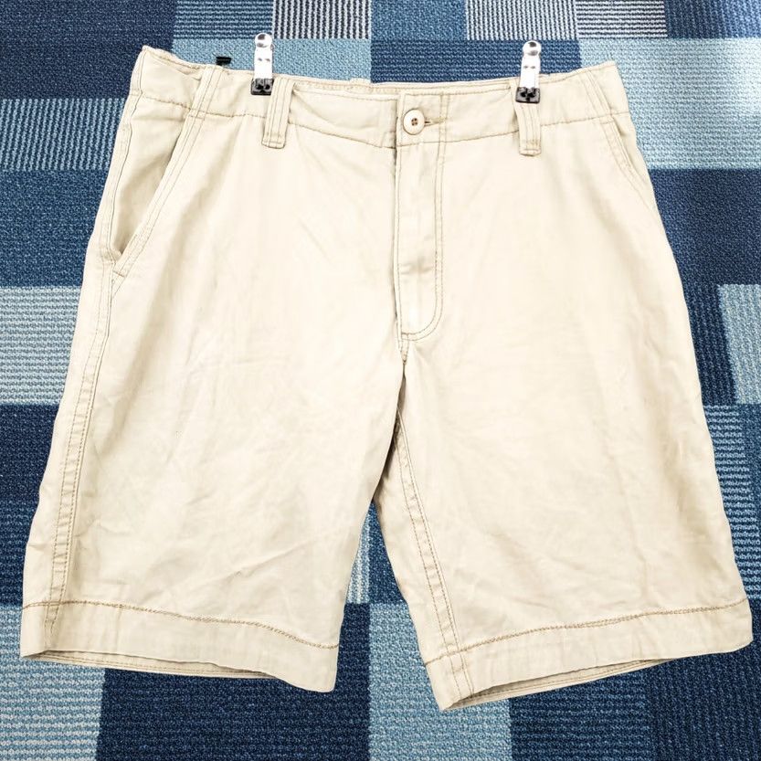 Vintage Aeropostale Chino Shorts Mens 32 Beige Preppy Flat Front Cotton Canvas Casual Size US 33 - 1 Thumbnail