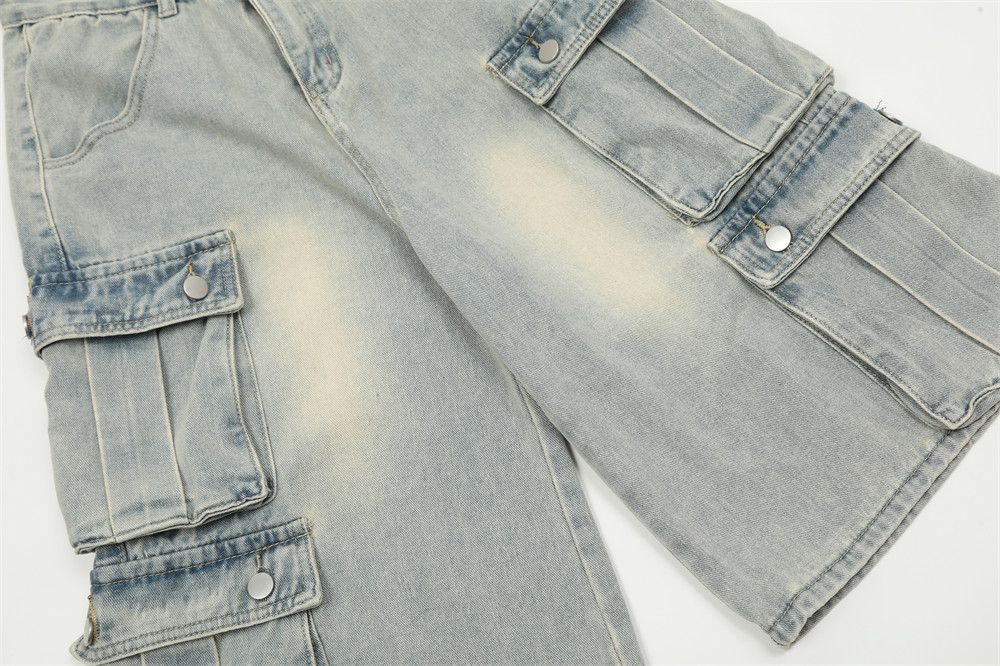 Jean × Vintage Multi-pocket Cargo Shorts Retro Size US 27 - 4 Thumbnail