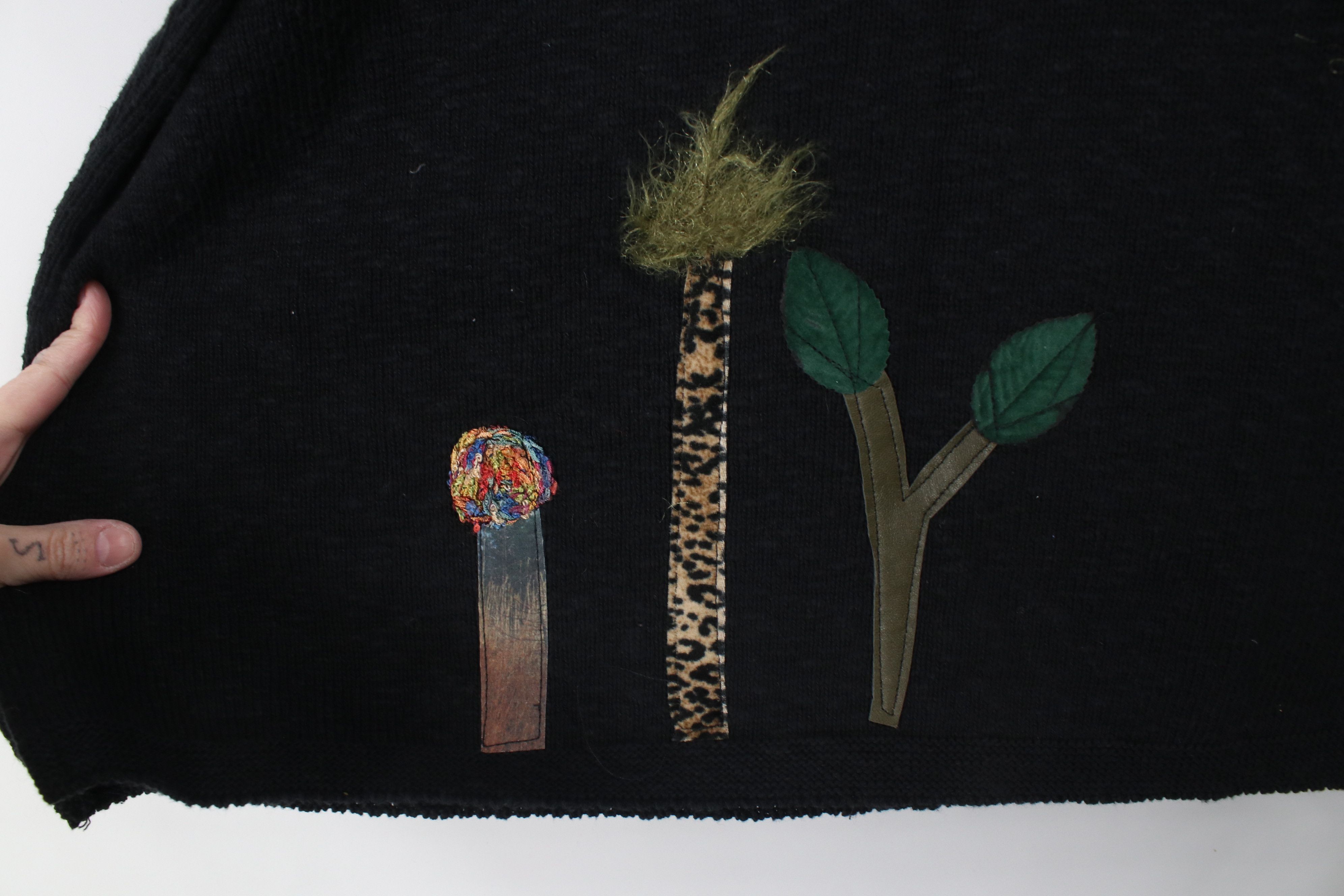 Vintage Vintage 90s Lagenlook Art Tree Birdhouse Knit Sweater Black Size XXL / US 16-18 / IT 52-54 - 11 Thumbnail