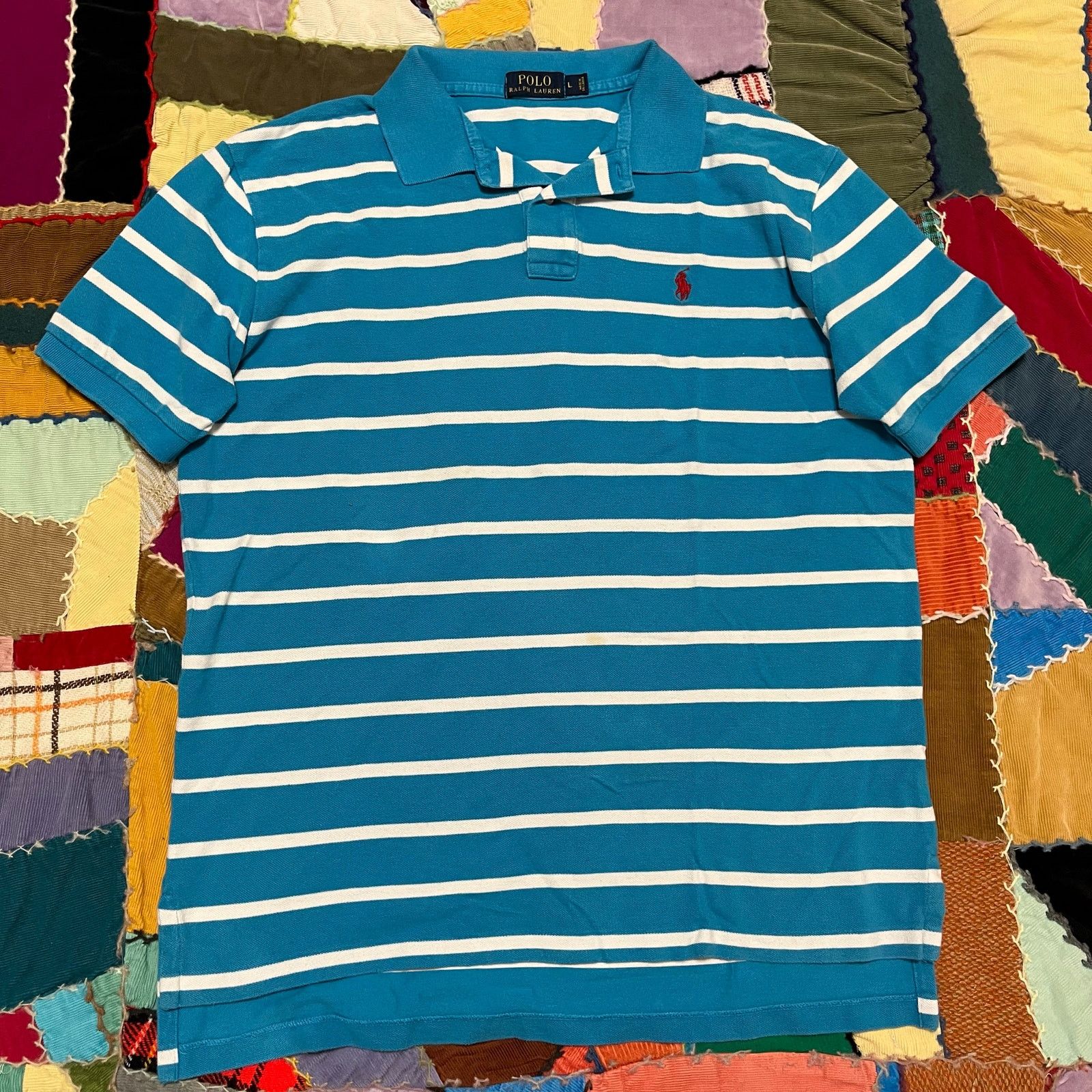 Polo Ralph Lauren Polo Ralph Lauren Red Pony Blue/White Striped Polo Shirt L Size US L / EU 52-54 / 3 - 1 Thumbnail