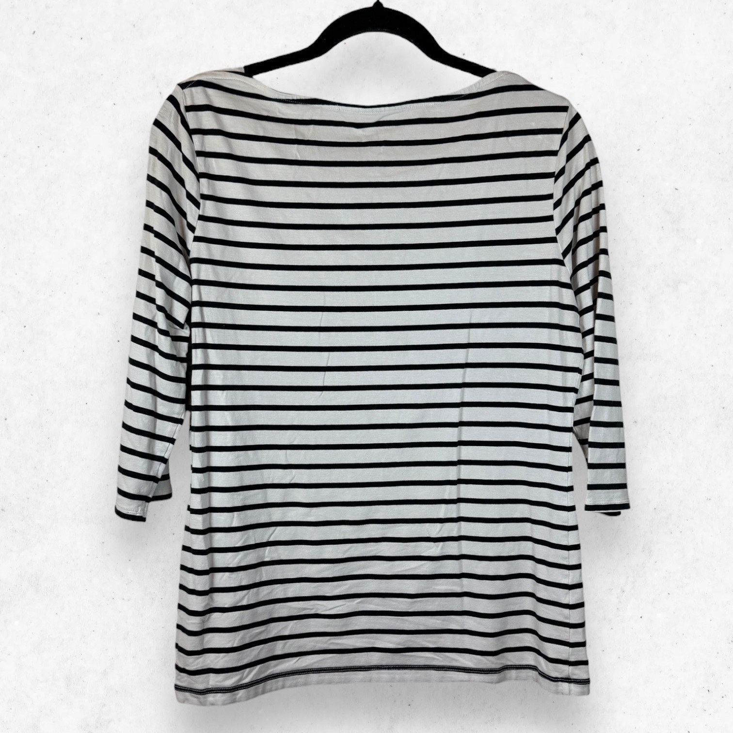 Merona Merona Top Women's Size L Striped Off White Black 3/4 Sleeve Size L / US 10 / IT 46 - 2 Thumbnail