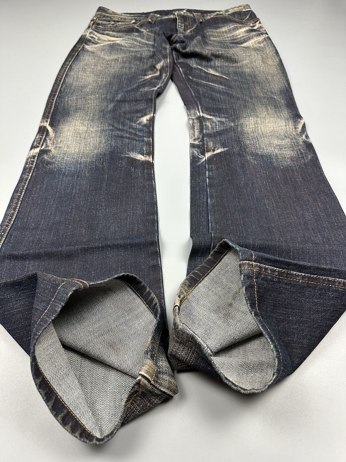 Japanese Brand Japanese High Street Whiskered Flare Denim Size US 33 - 7 Thumbnail