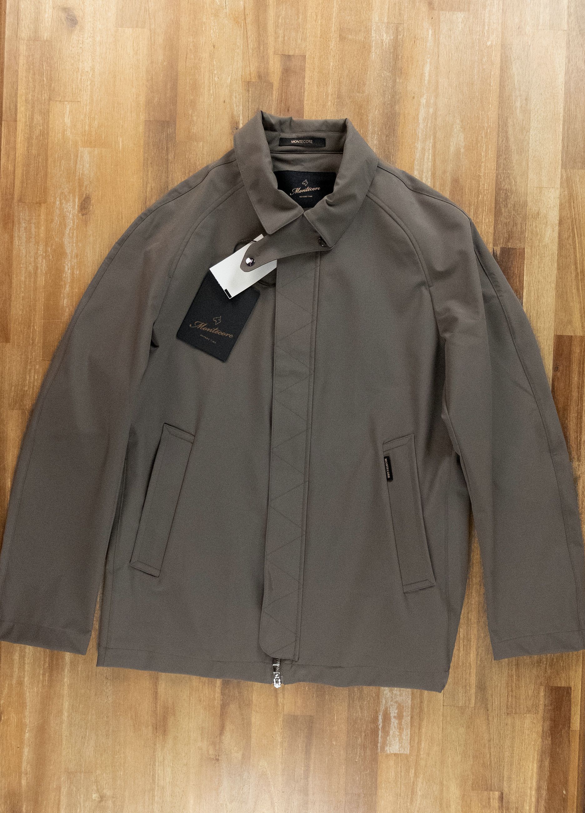 MONTECORE Italy khaki green nylon coat jacket Large
