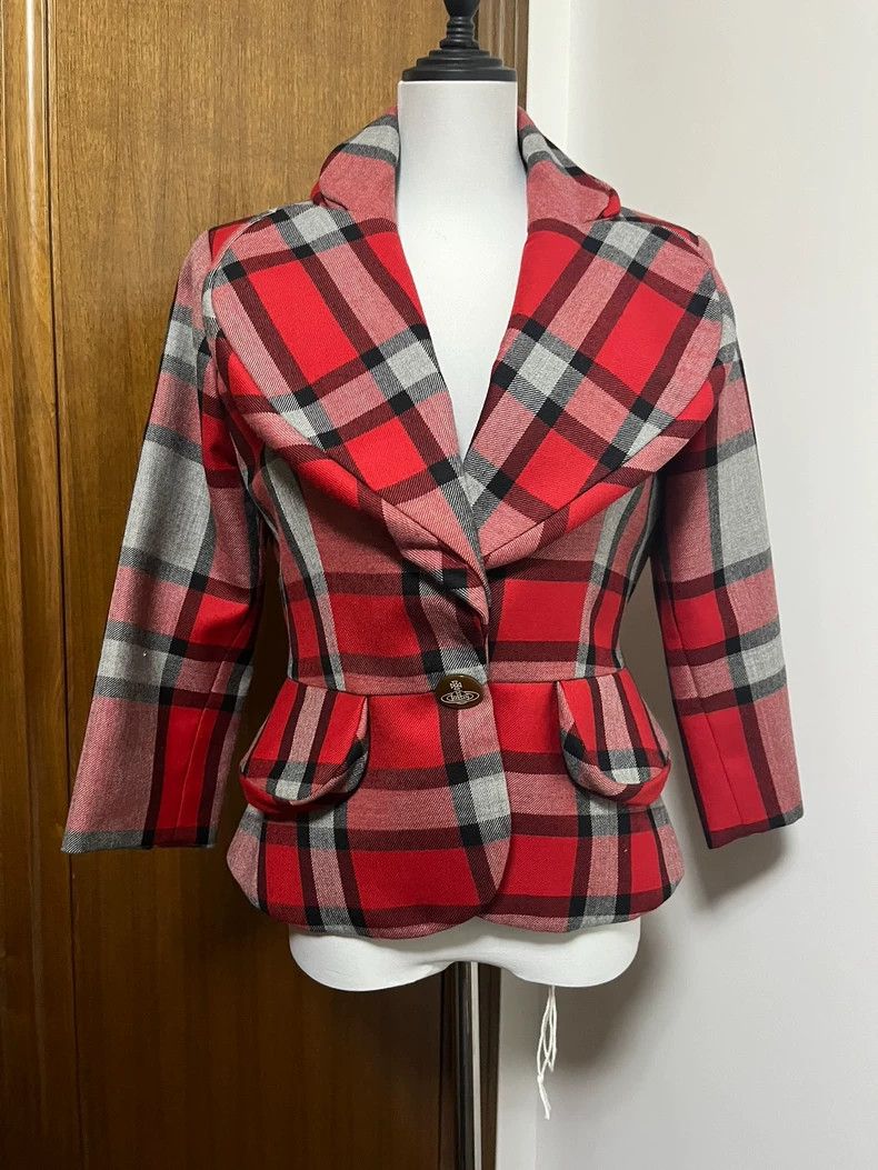 Vivienne Westwood Red Plaid Blazer Jacket - dmc