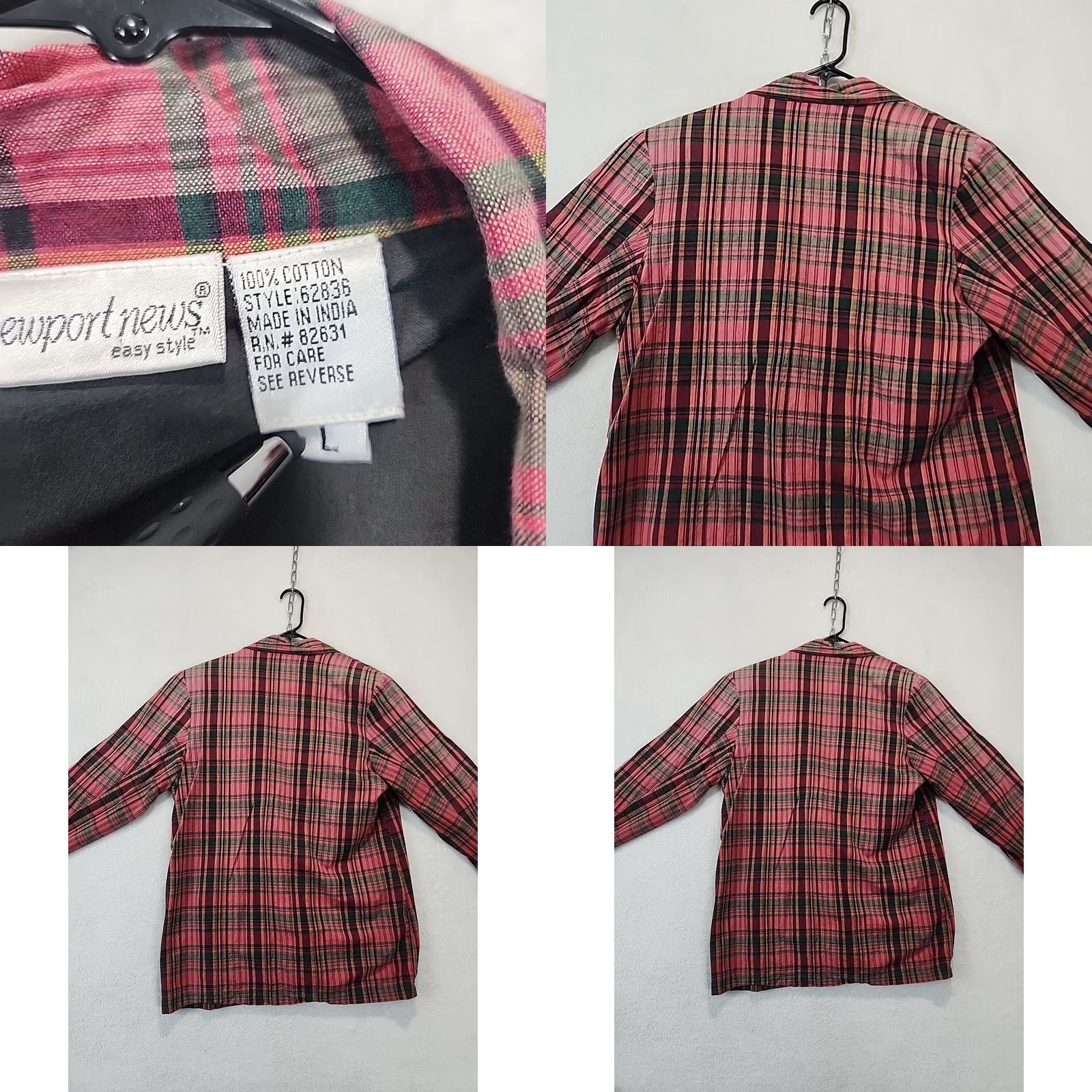 Vintage Newport News Vintage Plaid Button Up Women’s Blazer L Red Three-Button Sleeve One-Button Front Lined Career Office Size L / US 10 / IT 46 - 9 Thumbnail