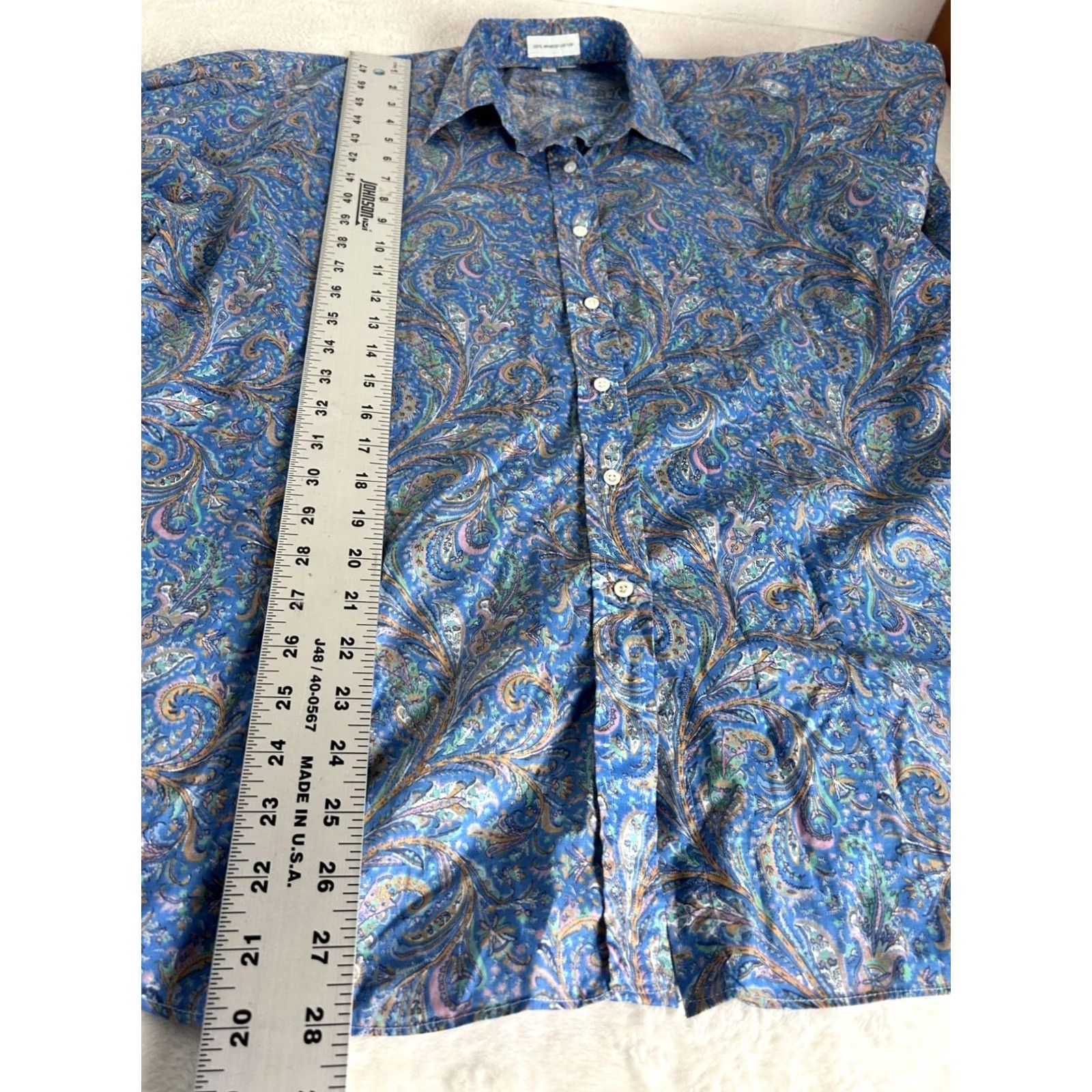 Vintage Maus & Hoffman Shirt Womens Blue Paisley Long Sleeve Large Casual Cotton Button-Up Size L / US 10 / IT 46 - 6 Thumbnail