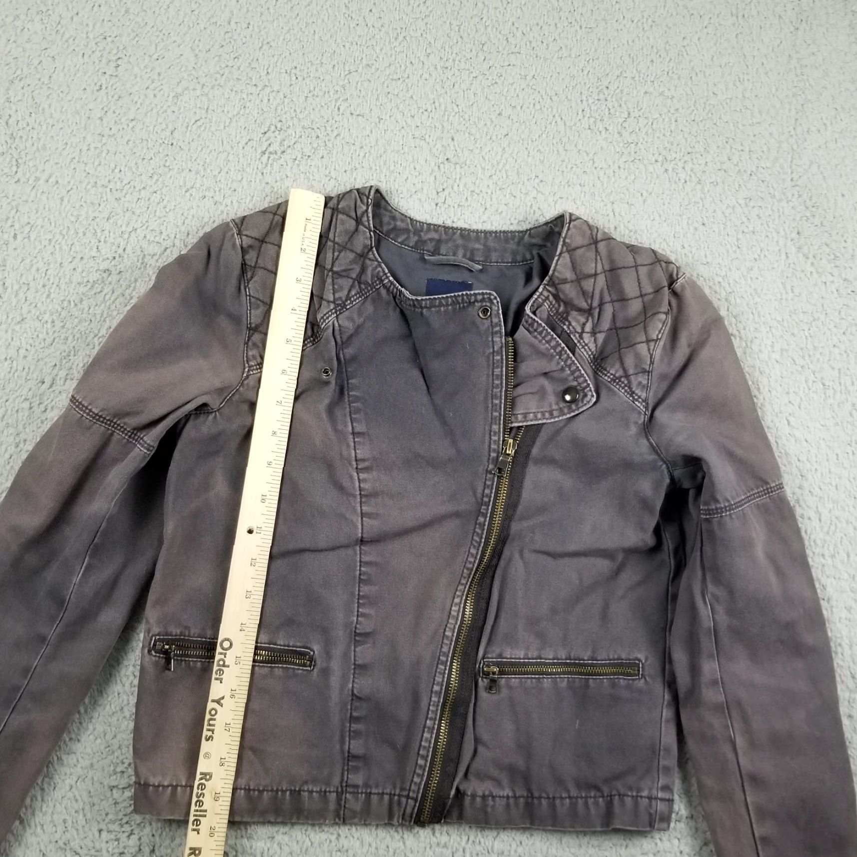 Gap GAP Women's Denim Moto Jacket Size S Gray Casual Biker All Seasons Size S / US 4 / IT 40 - 4 Thumbnail