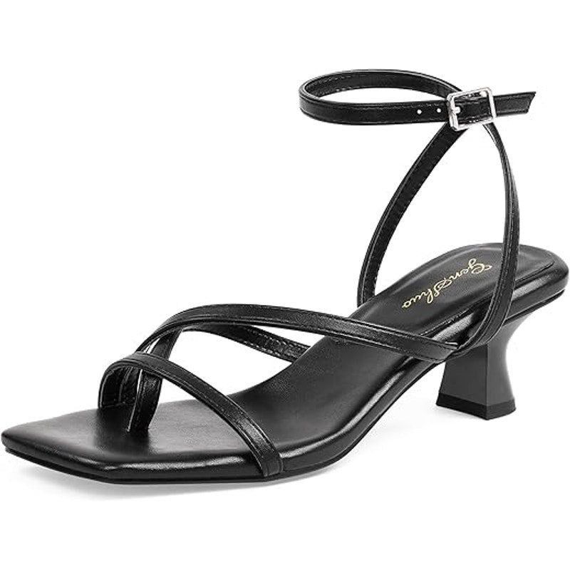 Other Genshuo Women's Size 6 Black Strappy Open Toe Sandals Size ONE SIZE - 1 Thumbnail