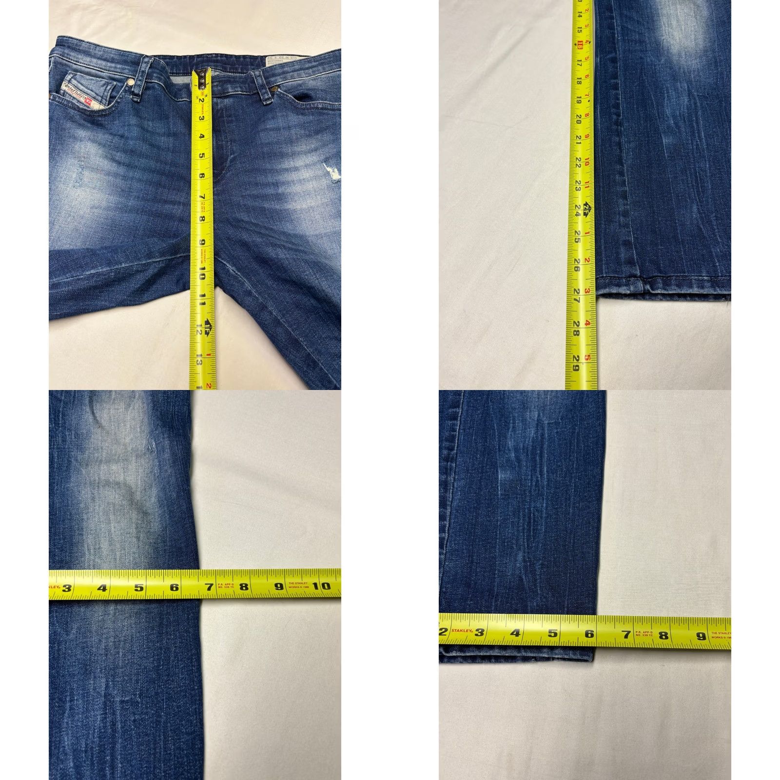 Diesel Diesel Skinzee Jeans Medium Wash 32W 28L Slim Skinny Denim Stretch 5-Pocket Womens Casual City Retro Belted Patch Distressed Size 24" / US 00 / IT 34 - 9 Thumbnail