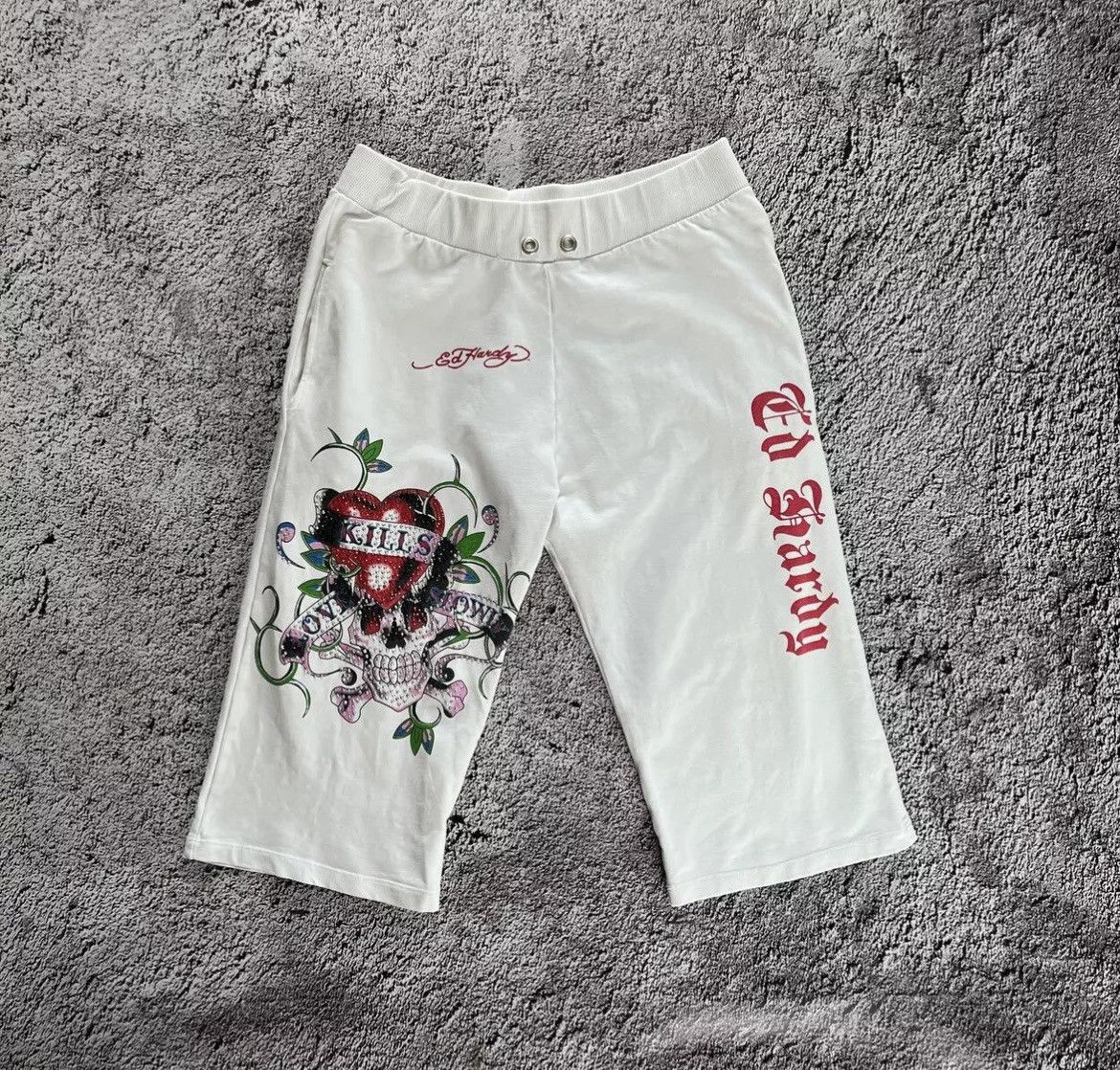 Ed Hardy × Vintage Ed Hardy Exclusive White Breeches Love Kills Slowly Size M Size 32" / US 10 / IT 46 - 1 Thumbnail