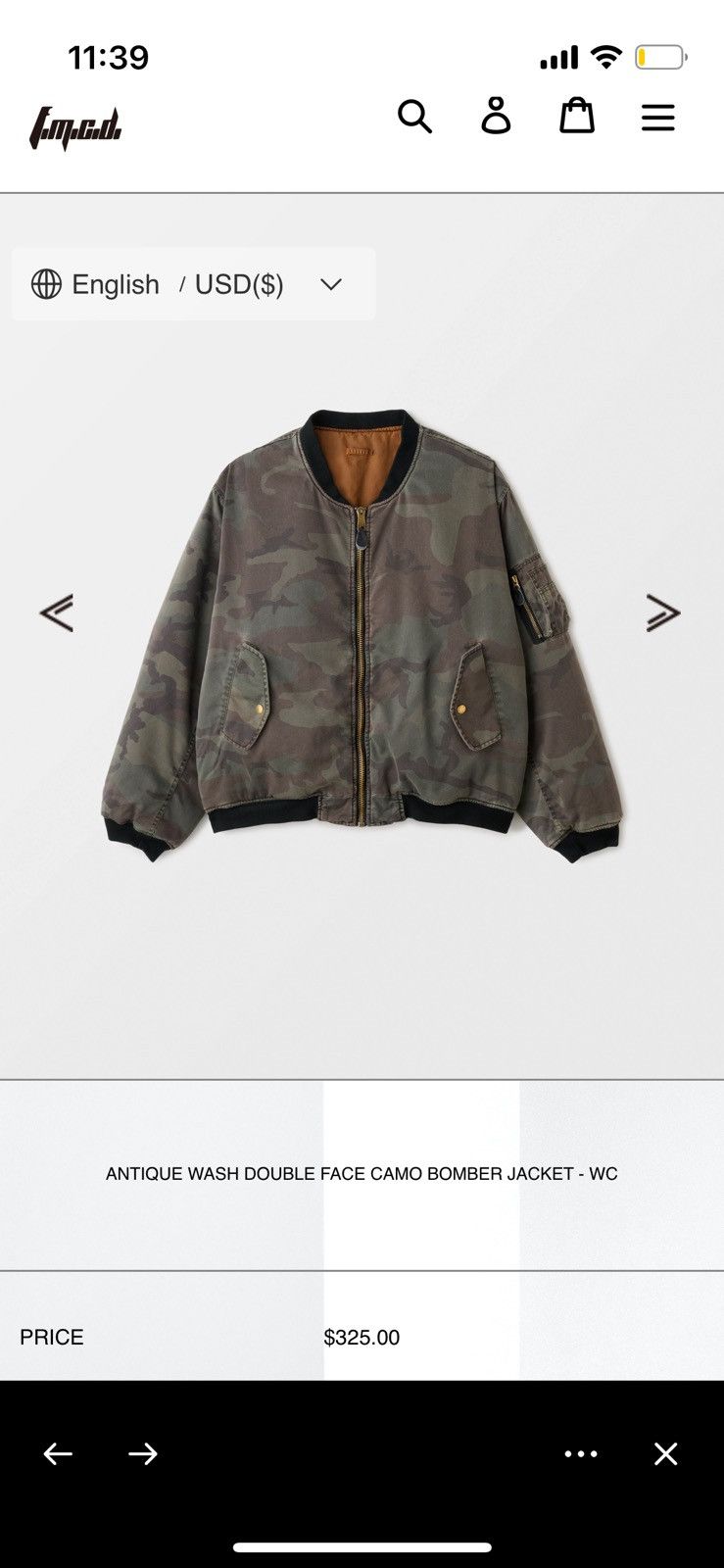 Fostex Garments Fostex Garments ANTIQUE WASH DOUBLE FACE CAMO BOMBER JACKET Size US M / EU 48-50 / 2 - 4 Thumbnail