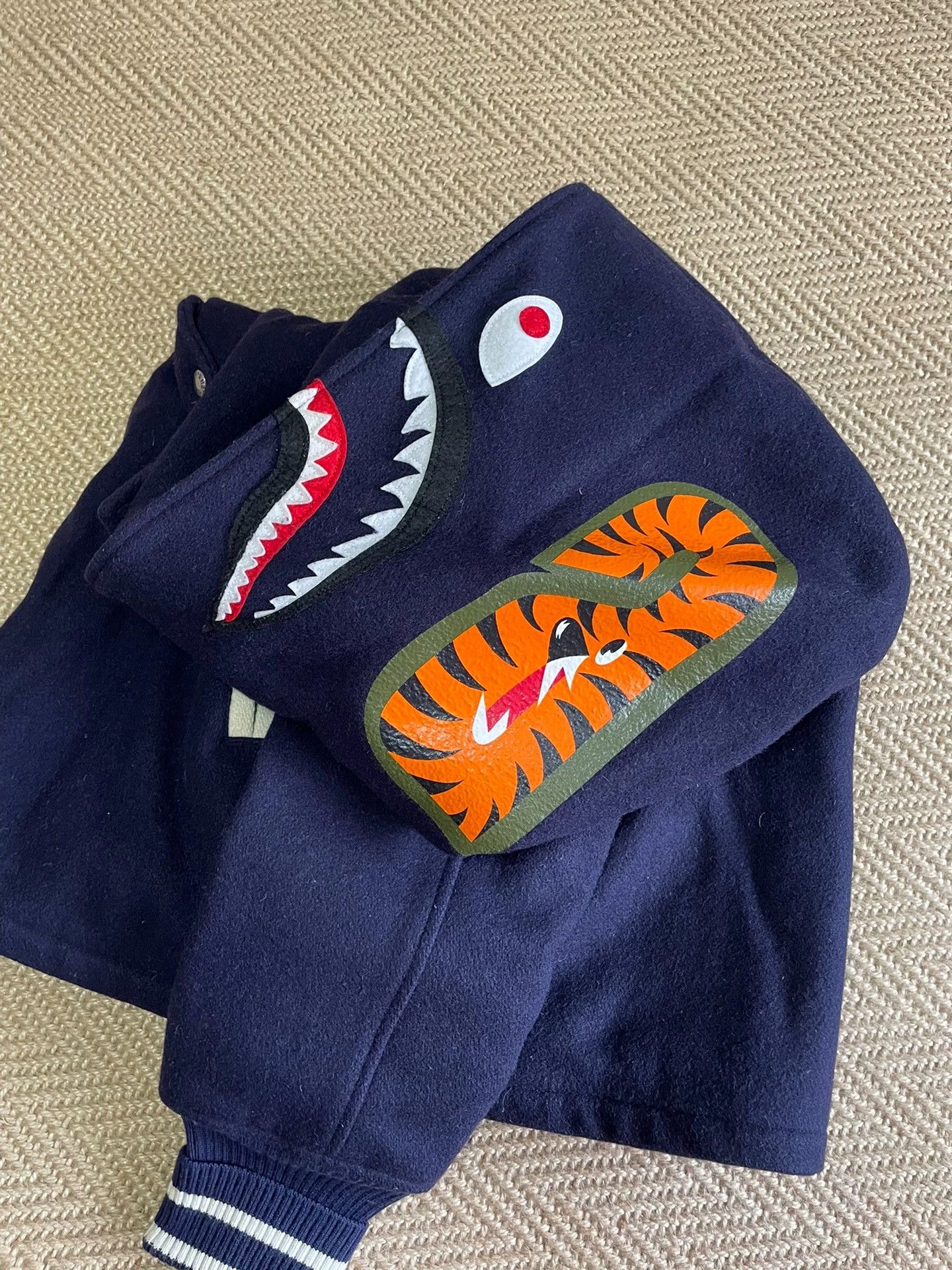 Bape BAPE Wool Baseball Shark Jacket L Rare Good Size US L / EU 52-54 / 3 - 6 Thumbnail