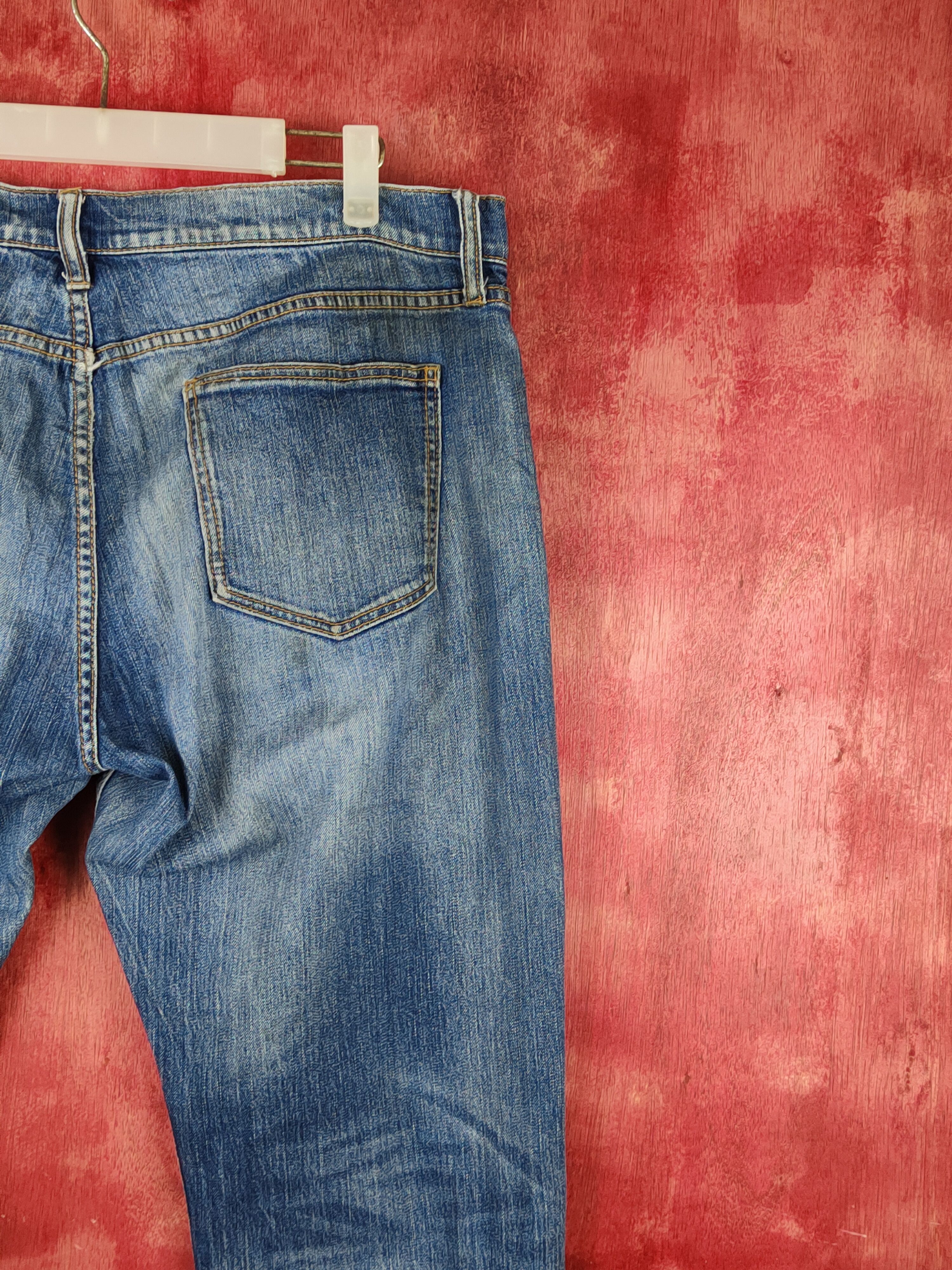 Japanese Brand Closshi Dark Blue Distressed Ripped Jeans #S1699 Size US 35 - 10 Thumbnail