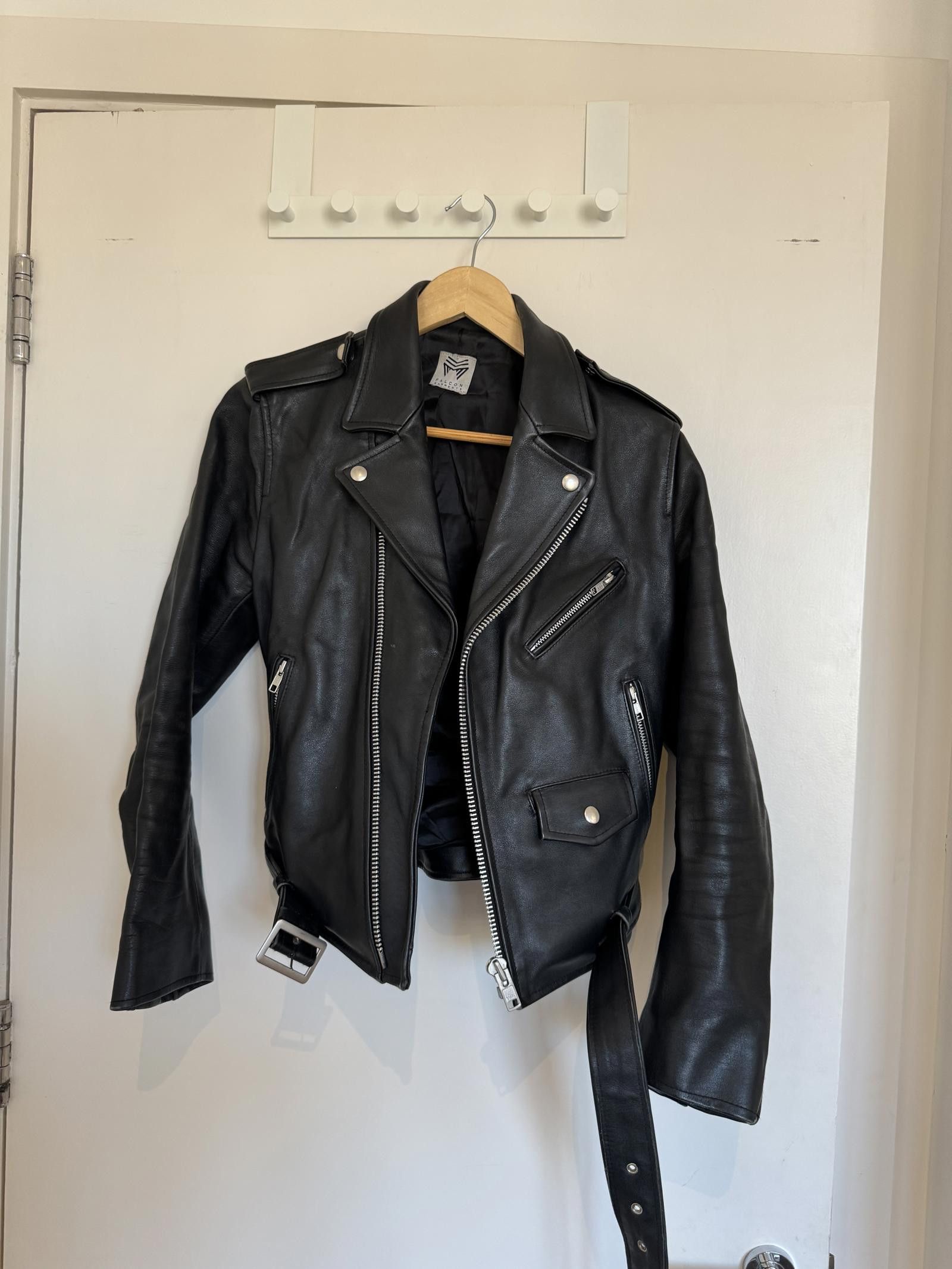 Made in Korea. Leather Jacket. Fits a 10/12. Falcon Garments