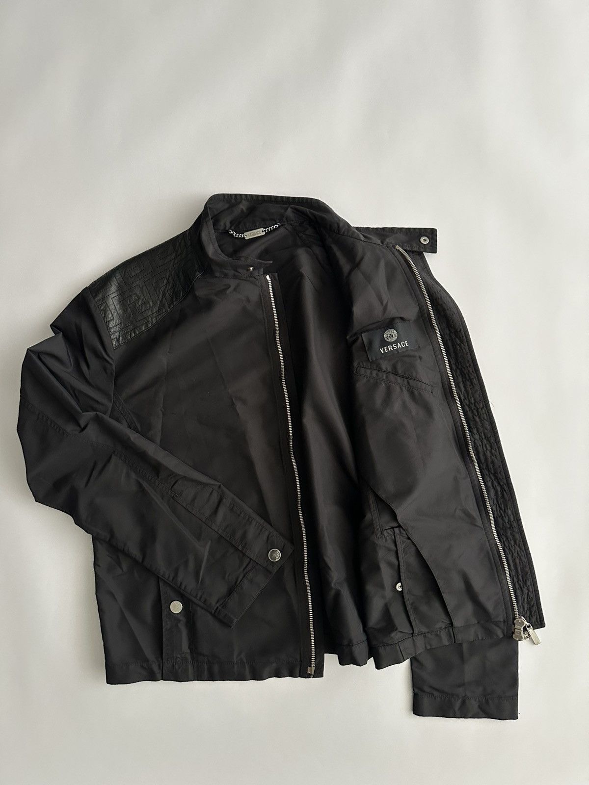 Versace Versace Mainline Nylon Leather Racer Jacket Size US L / EU 52-54 / 3 - 7 Thumbnail