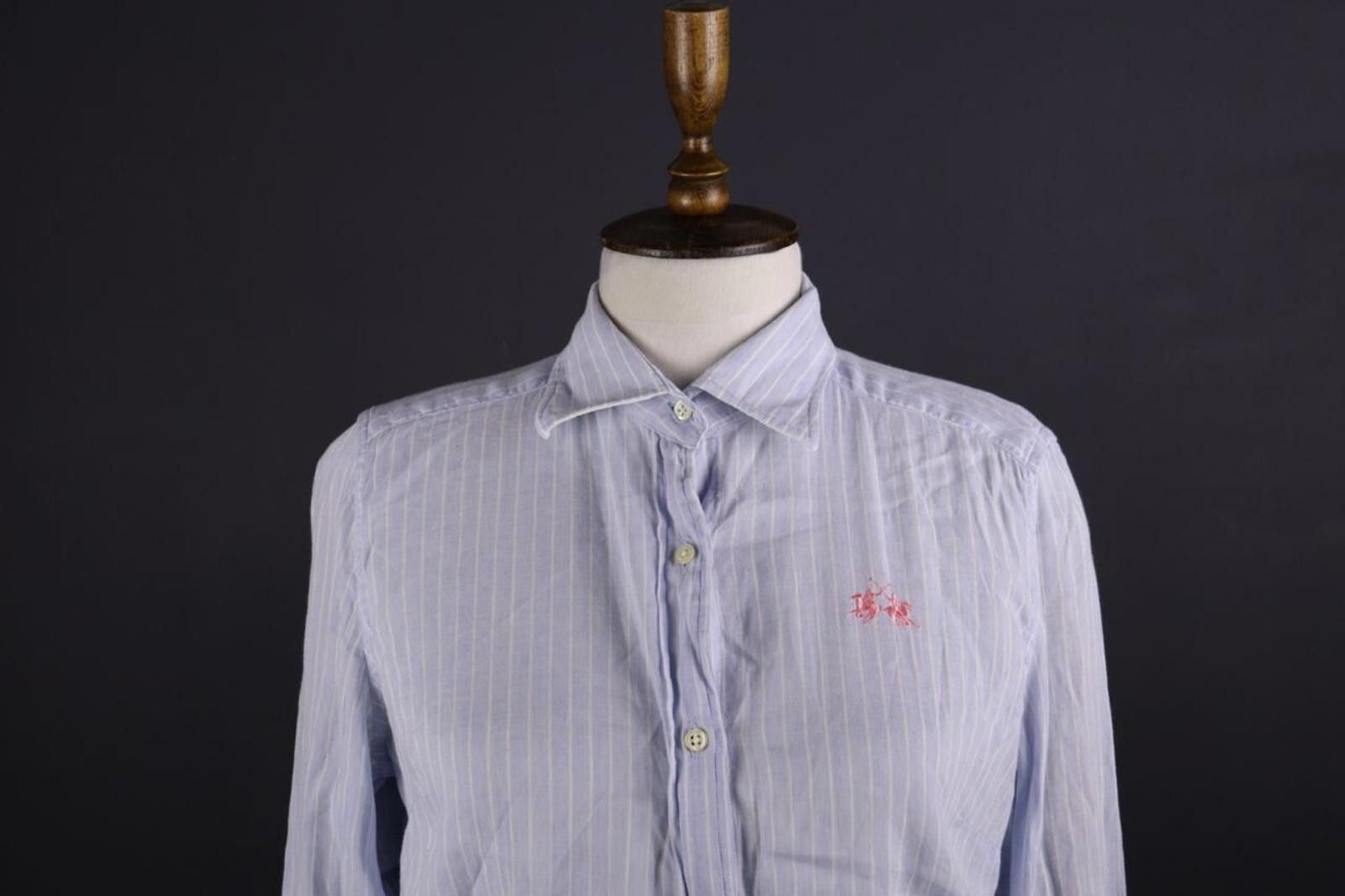 La Martina La Martina Blue White Striped Linen Collar Shirt Size L Size US L / EU 52-54 / 3 - 2 Thumbnail