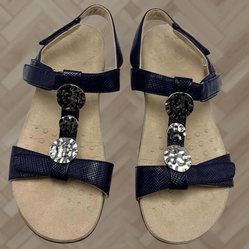 Vionic Vionic Sandals 9.5 Farra Navy Blue Leather Slingback Women's Size US 10 / IT 40 - 1 Thumbnail